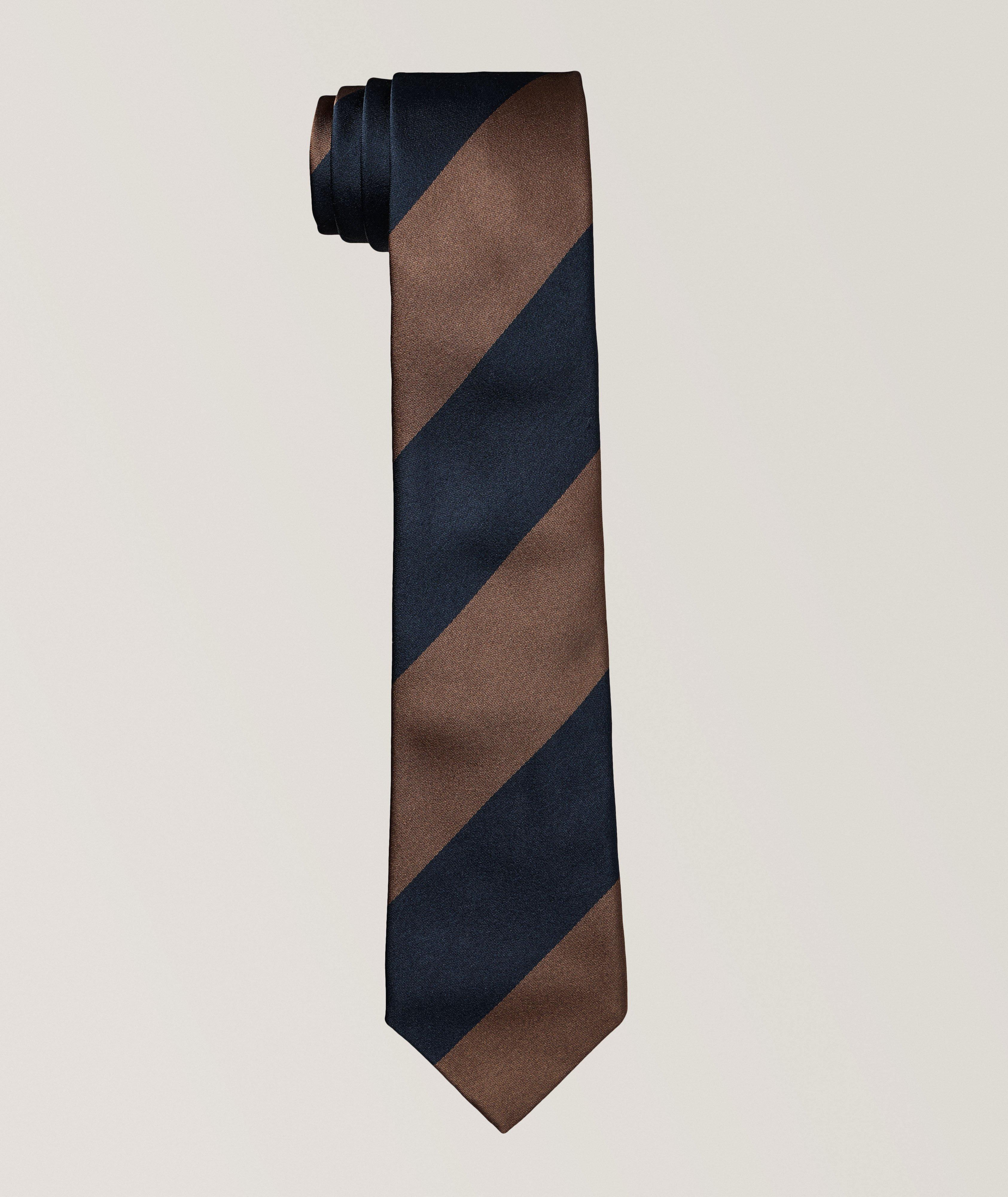 Wide Striped Silk Tie 