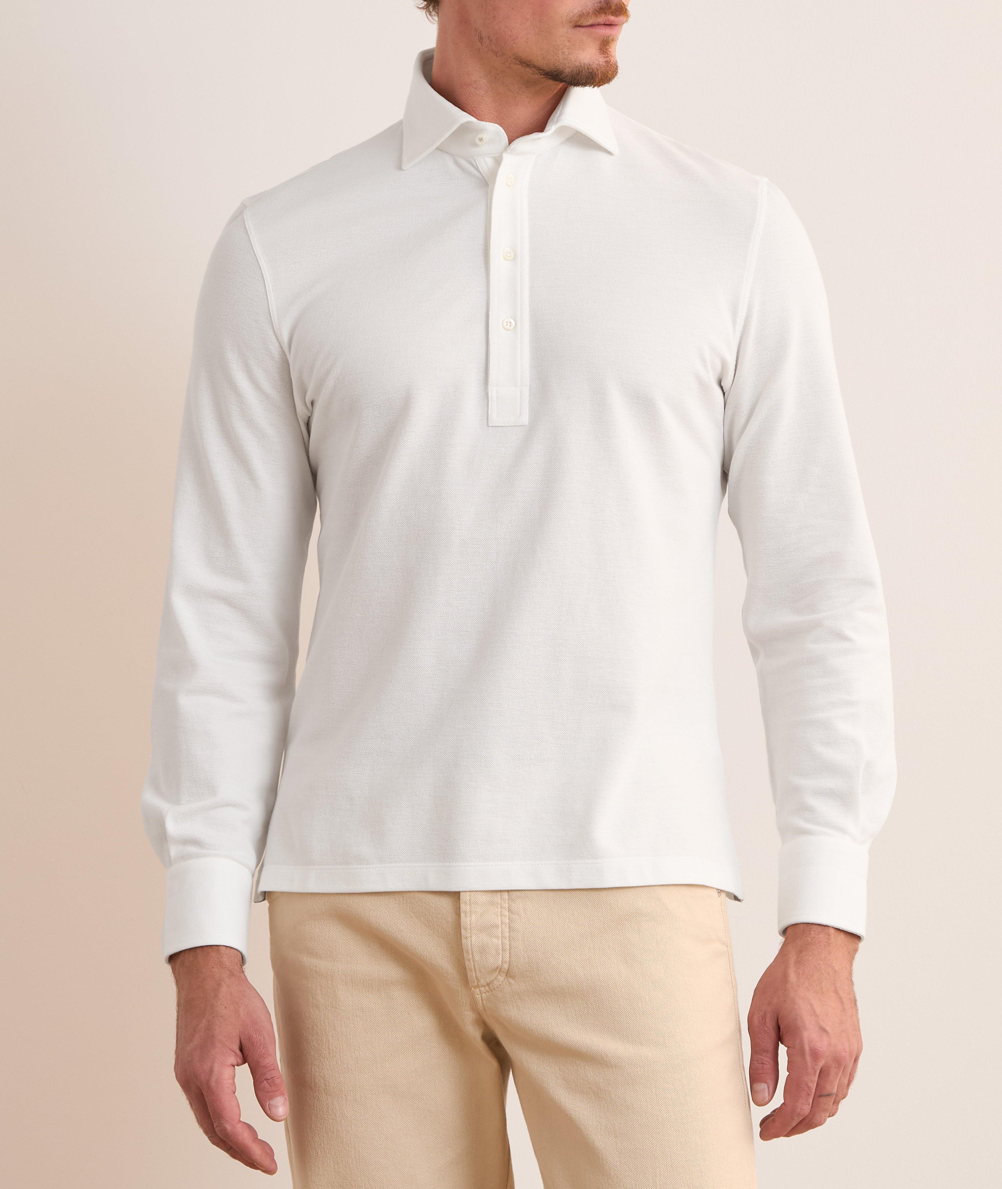 Cotton Piqué Long-Sleeve Polo image 1