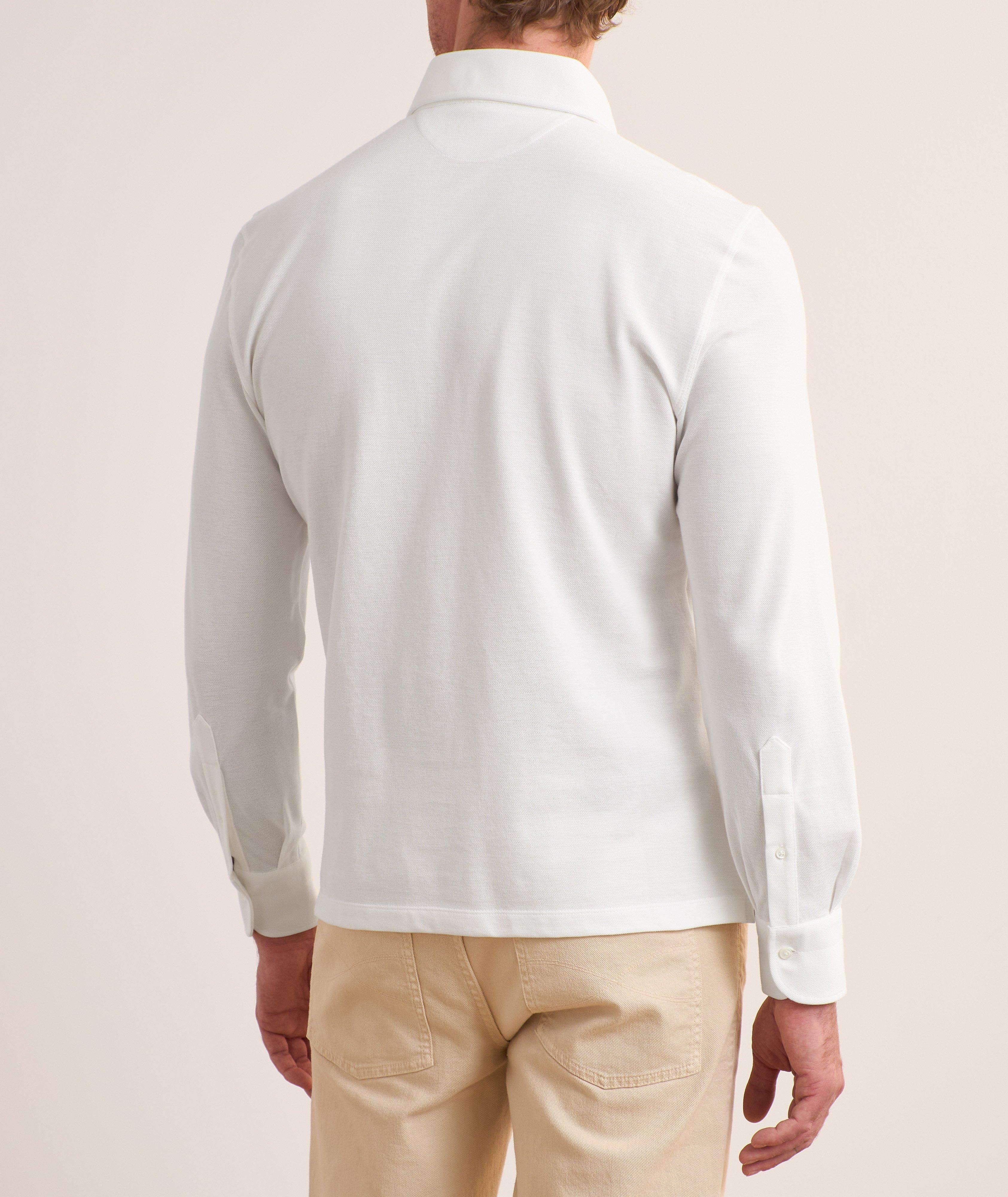 Cotton Piqué Long-Sleeve Polo image 2