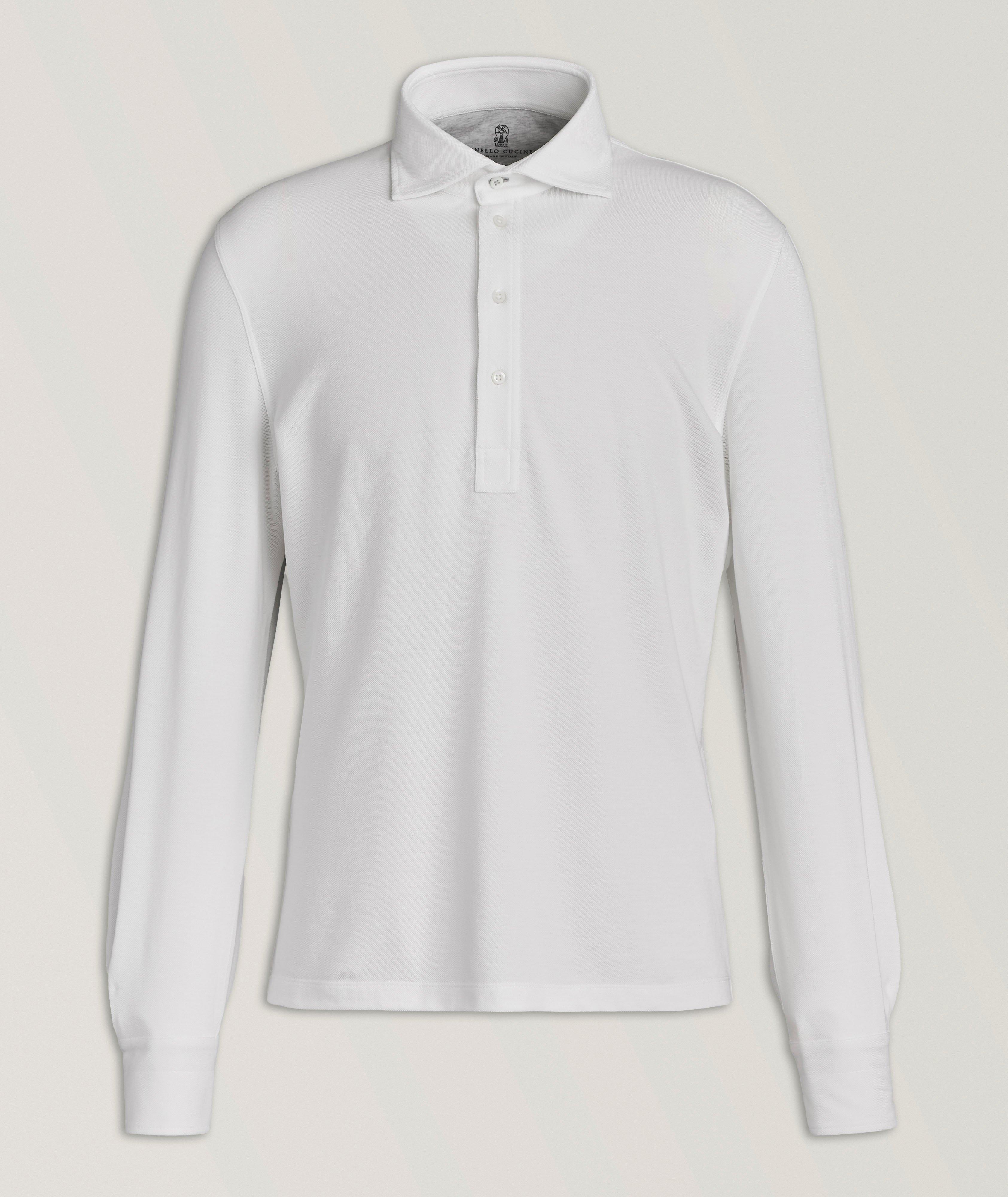 Cotton Piqué Long-Sleeve Polo image 0