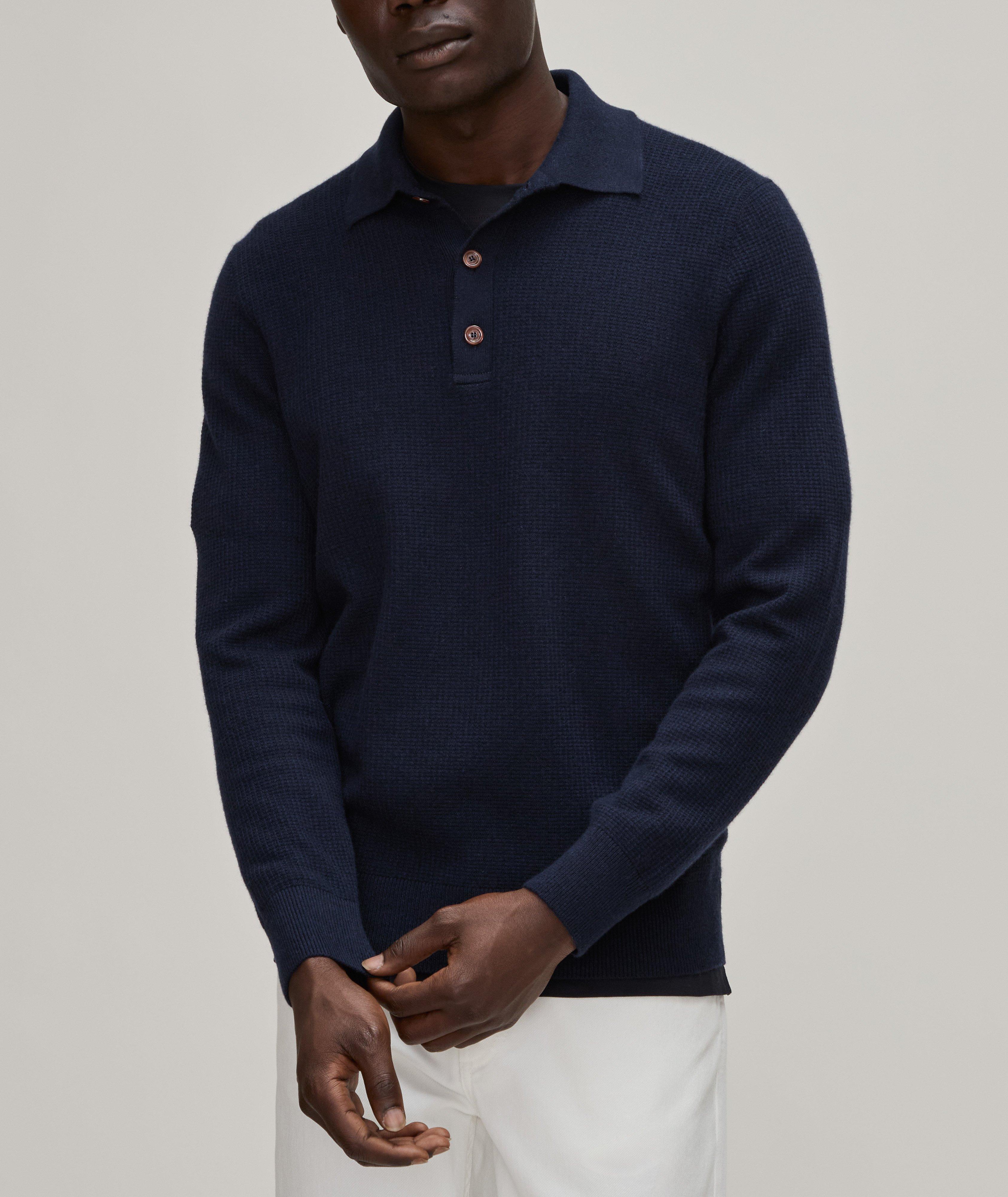 Waffle Knit Cashmere Polo