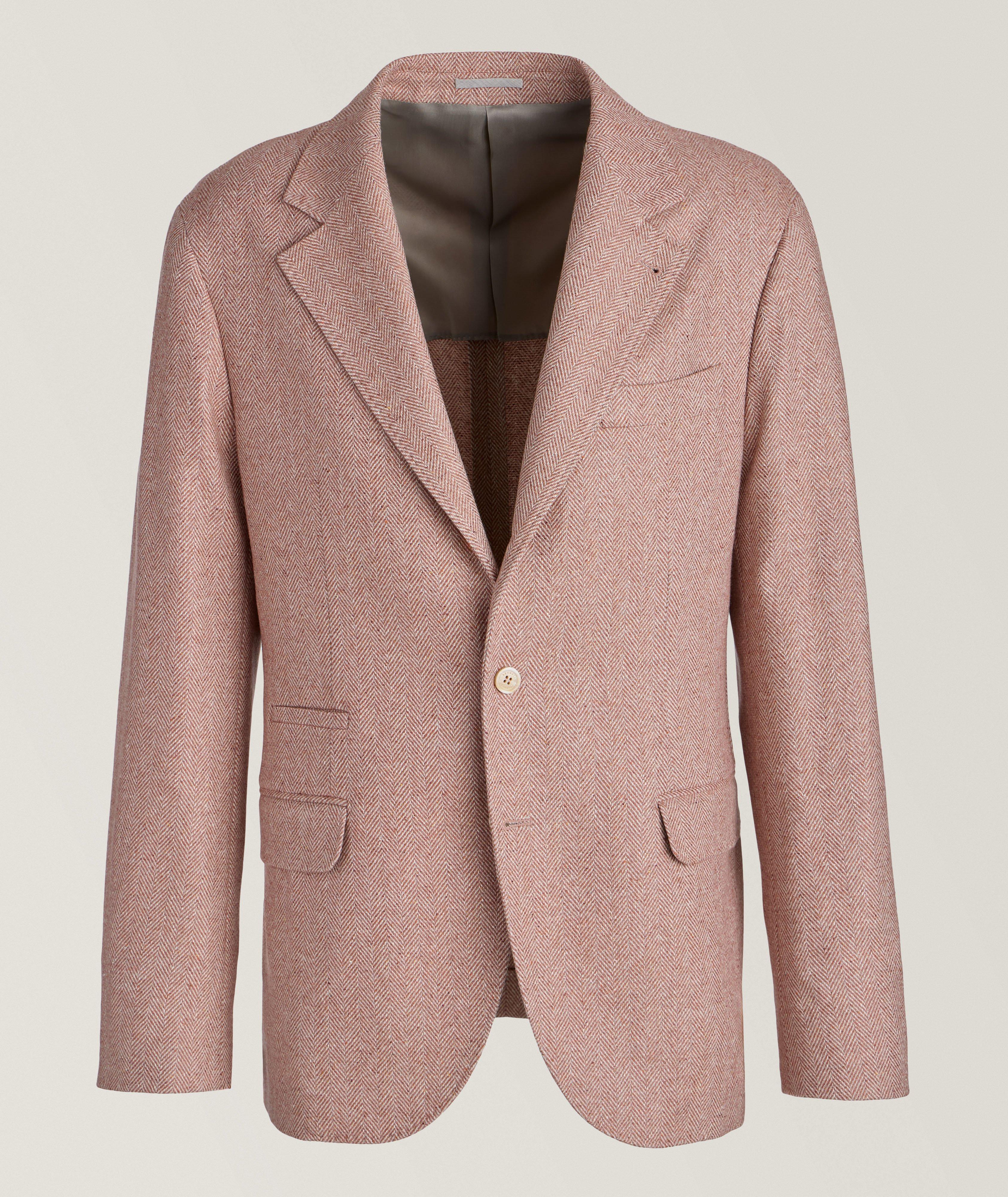 Mélange Herringbone Stretch-Wool Blend Sport Jacket