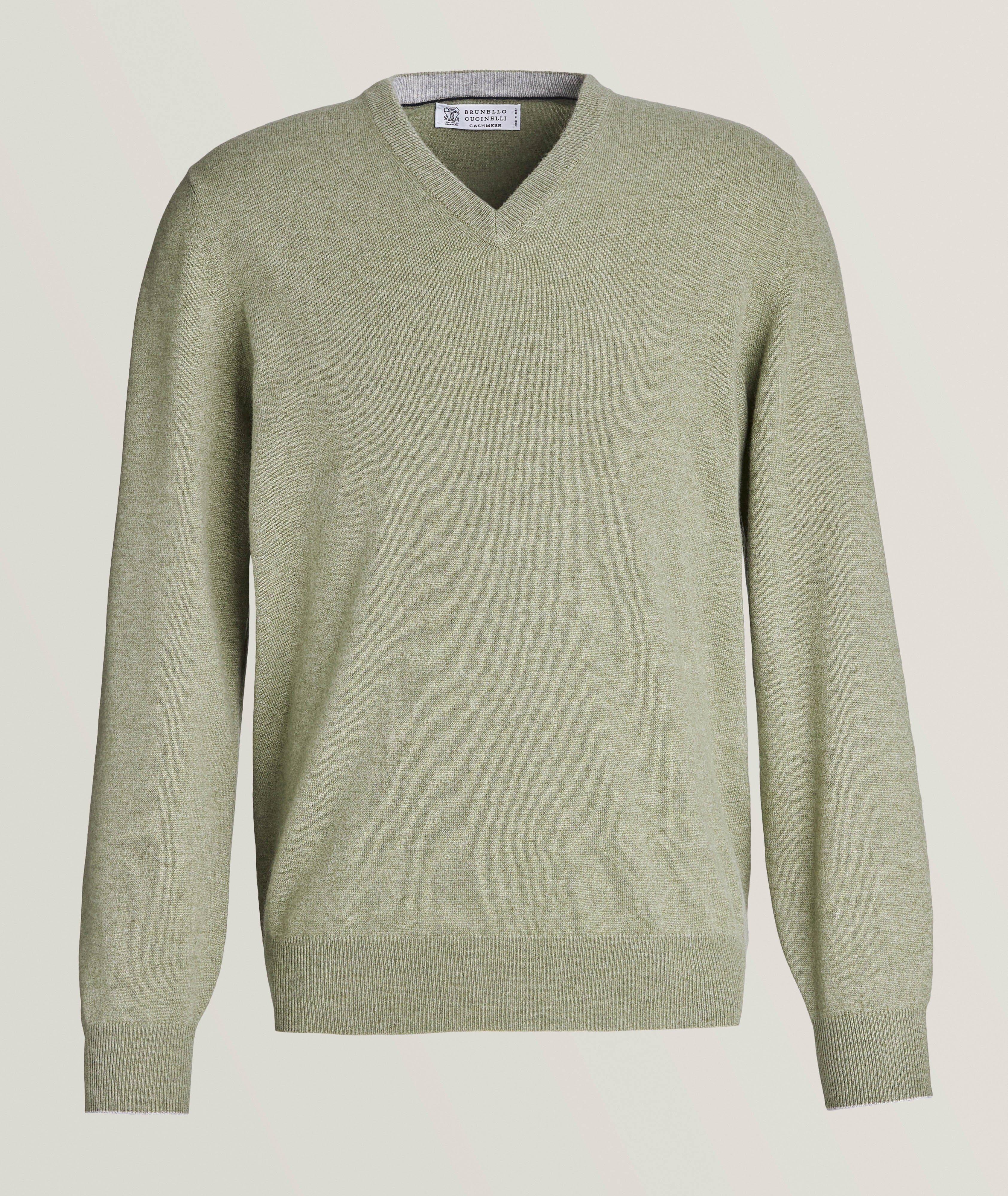 Mélange Miniature Herringbone Knit Cashmere Sweater  image 0