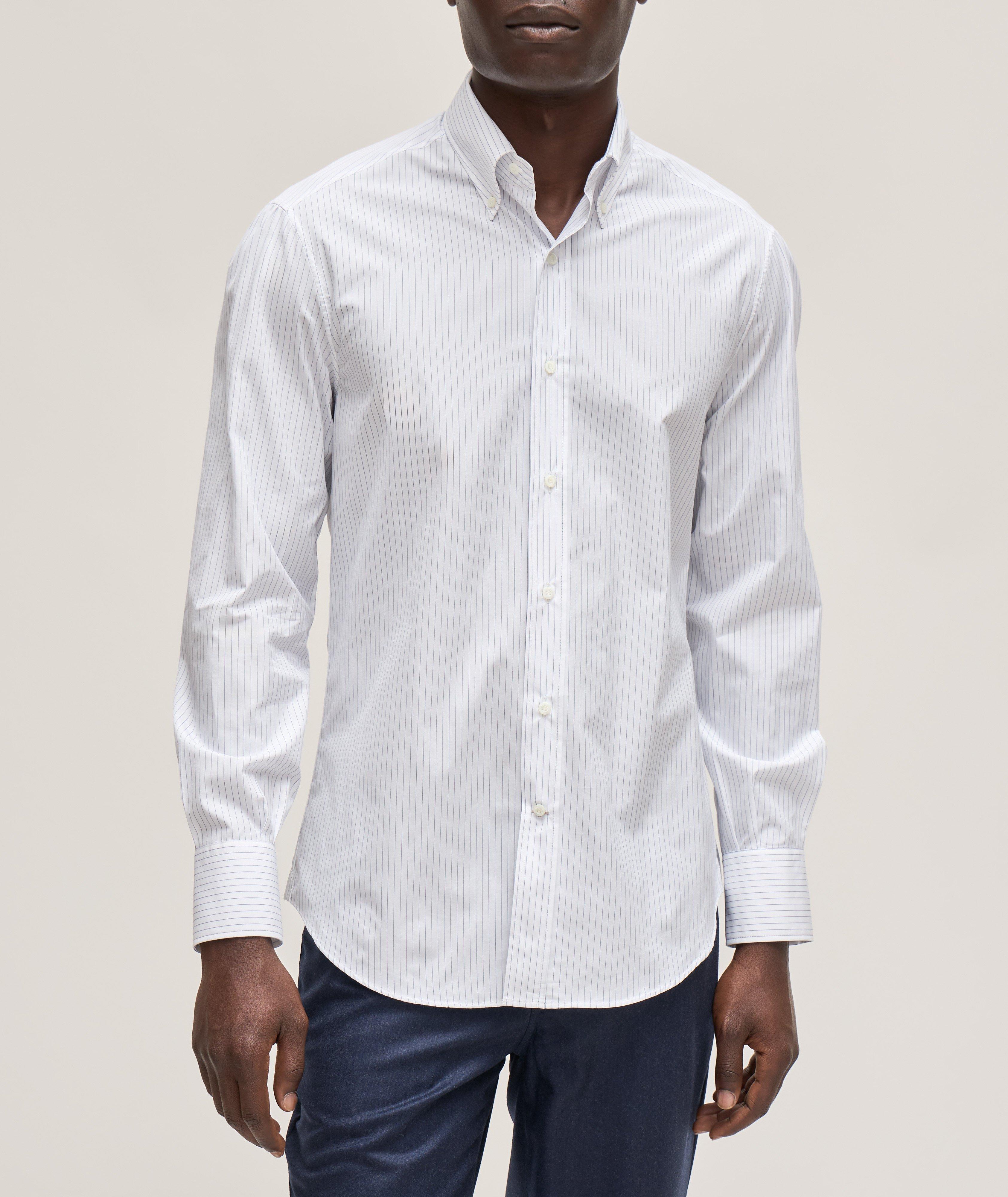 Pinstripe Button-Down Cotton Sport Shirt image 1