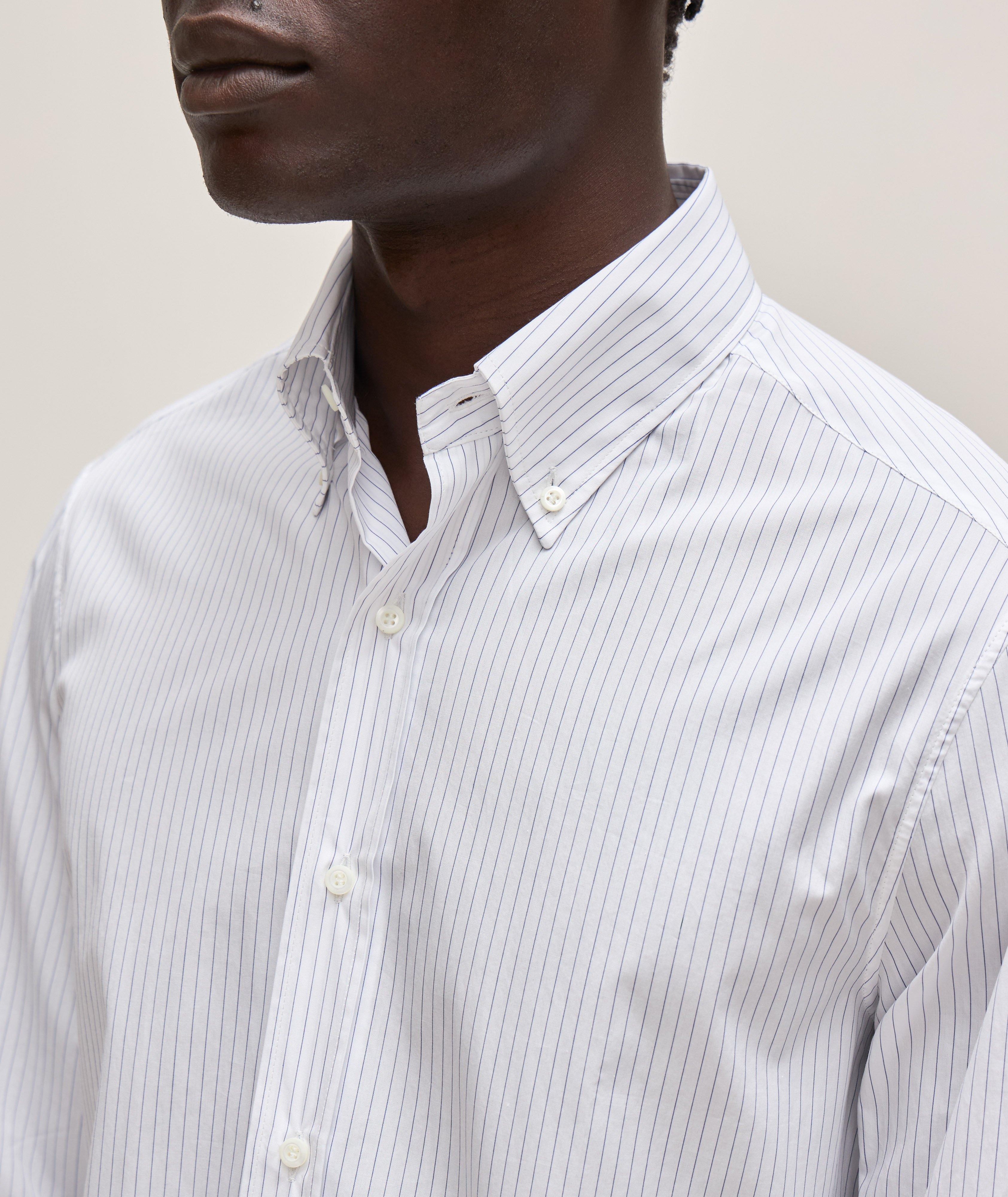 Pinstripe Button-Down Cotton Sport Shirt image 3