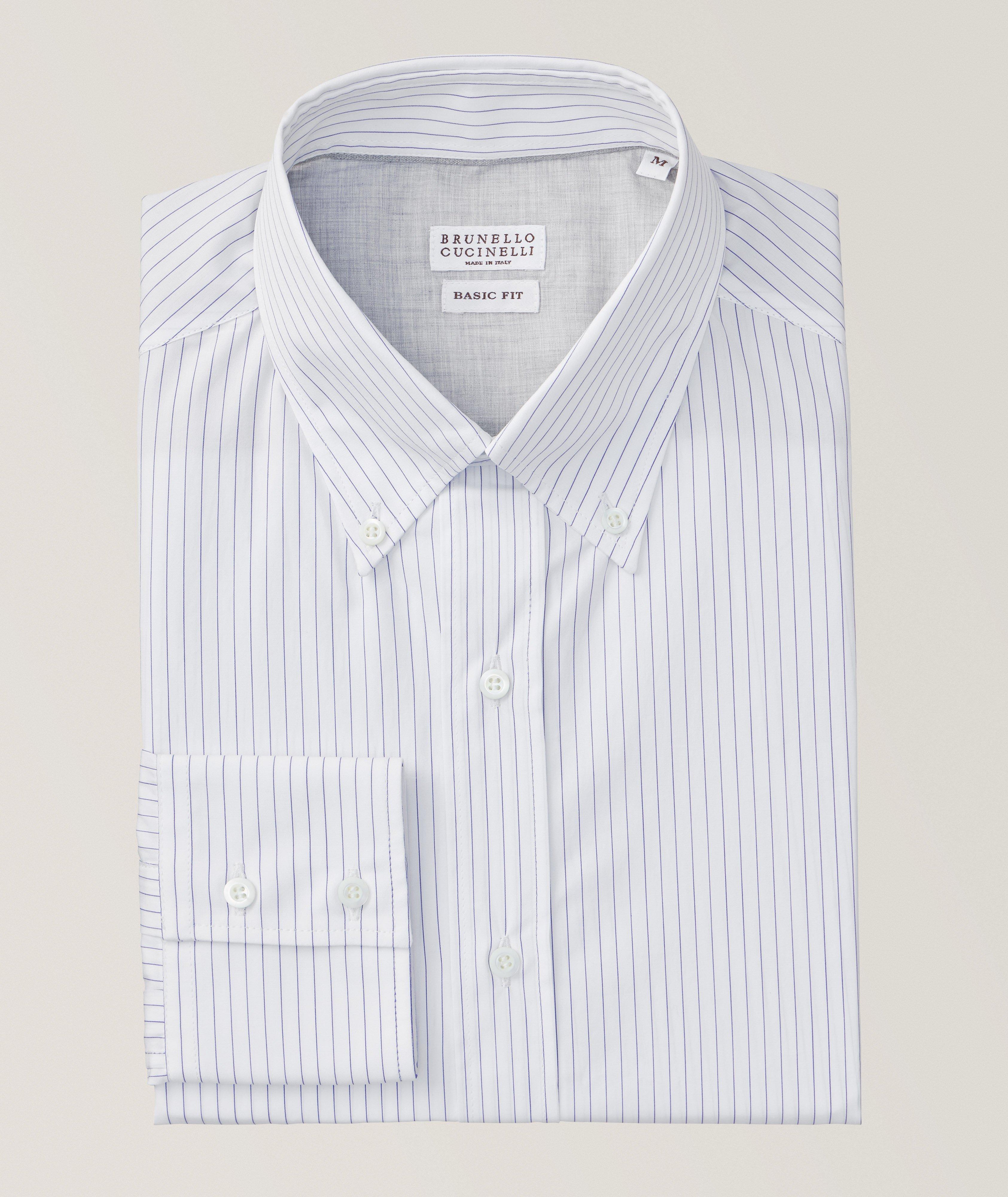 Pinstripe Button-Down Cotton Sport Shirt image 0