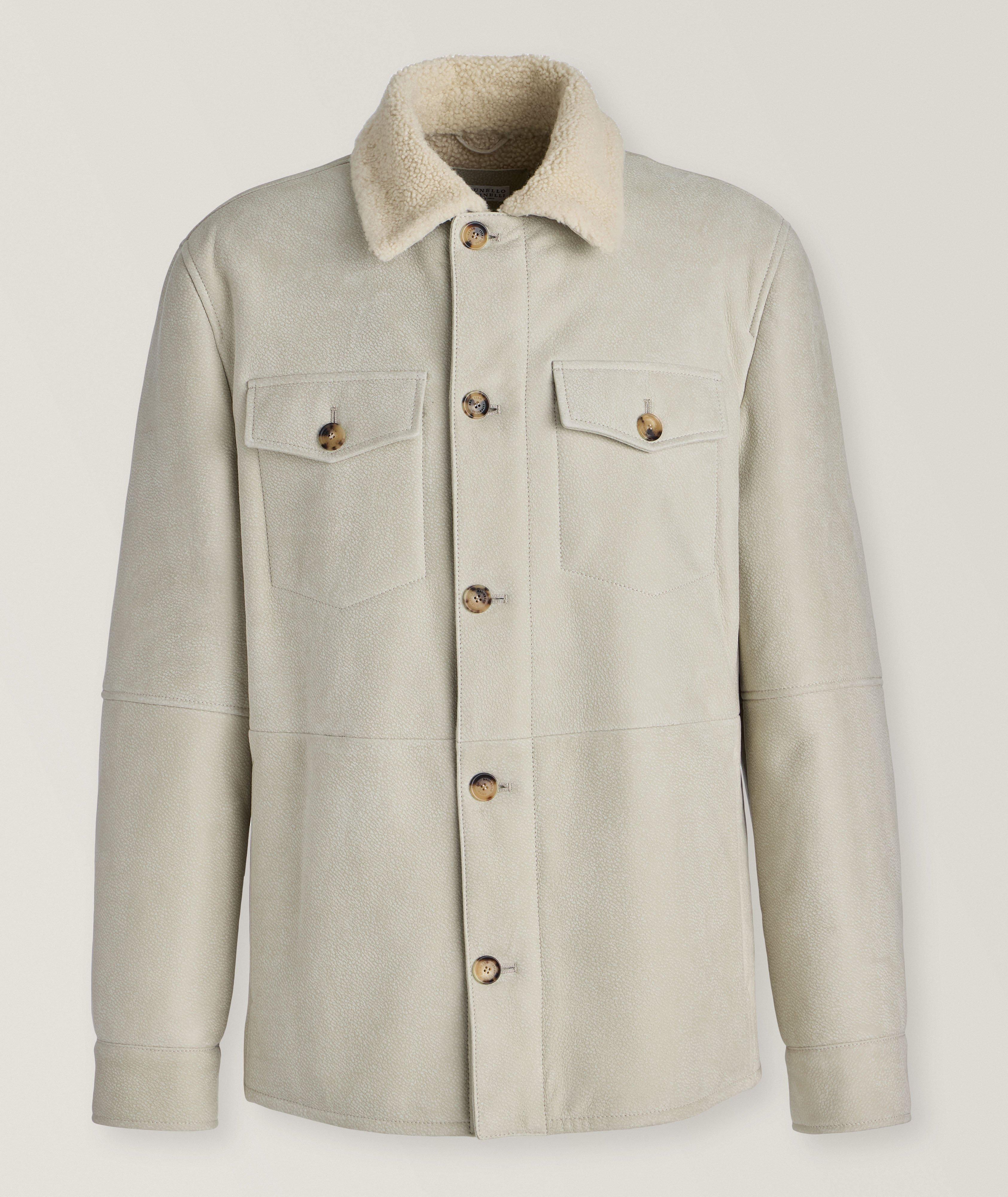 Pebbled Shearling-Lined Field Jacket