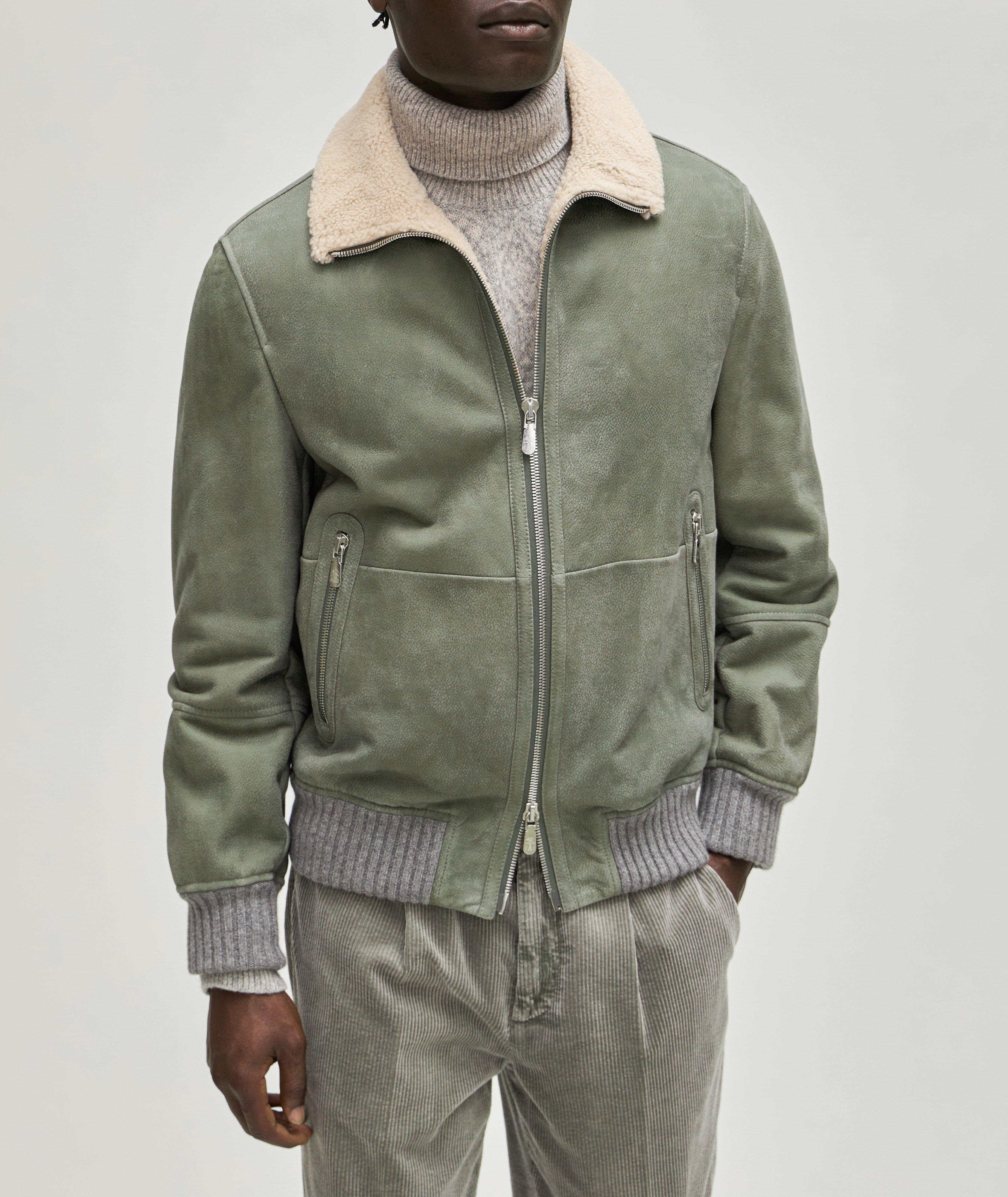 Pebbled Shearling-Lined Bomber  image 1