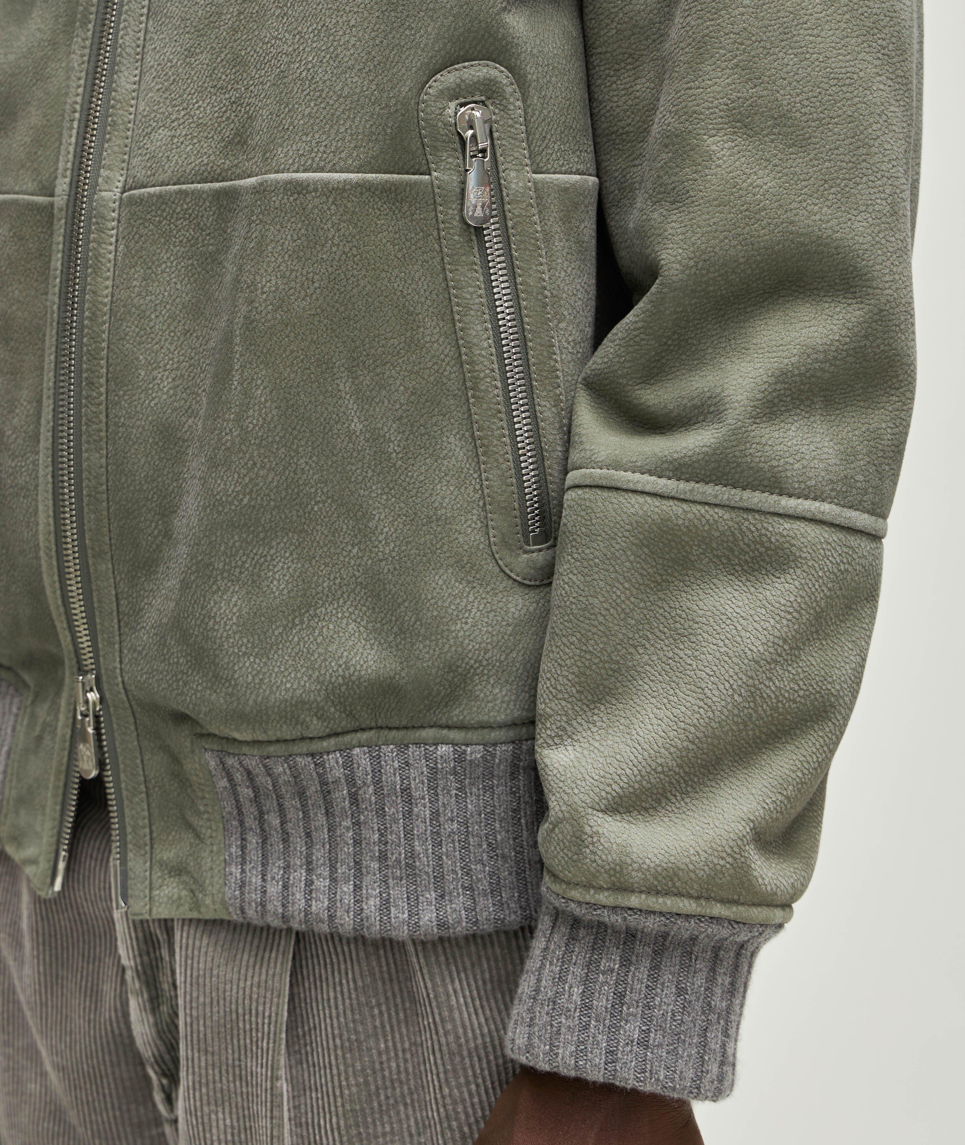 Pebbled Shearling-Lined Bomber  image 4