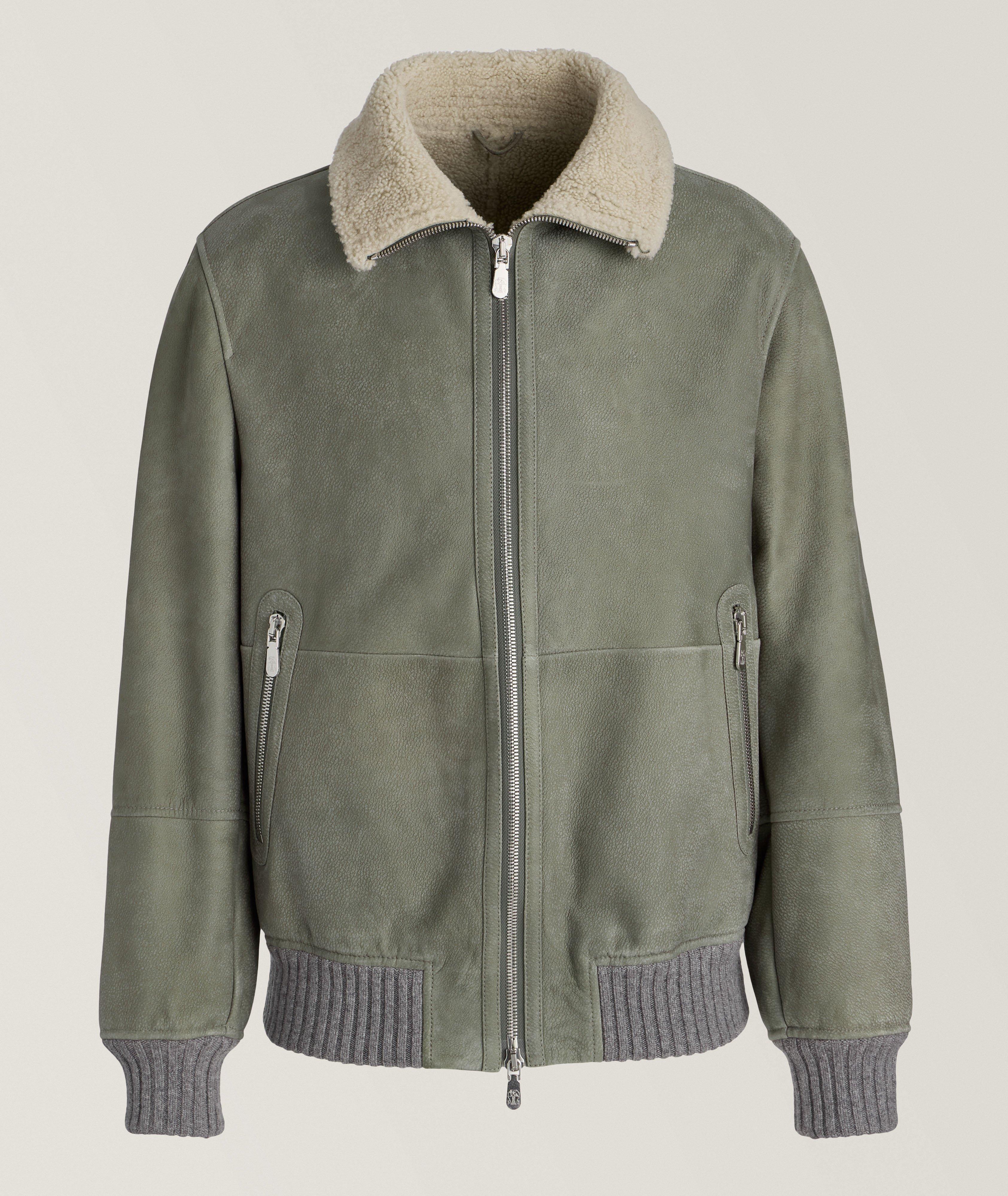 Pebbled Shearling-Lined Bomber  image 0