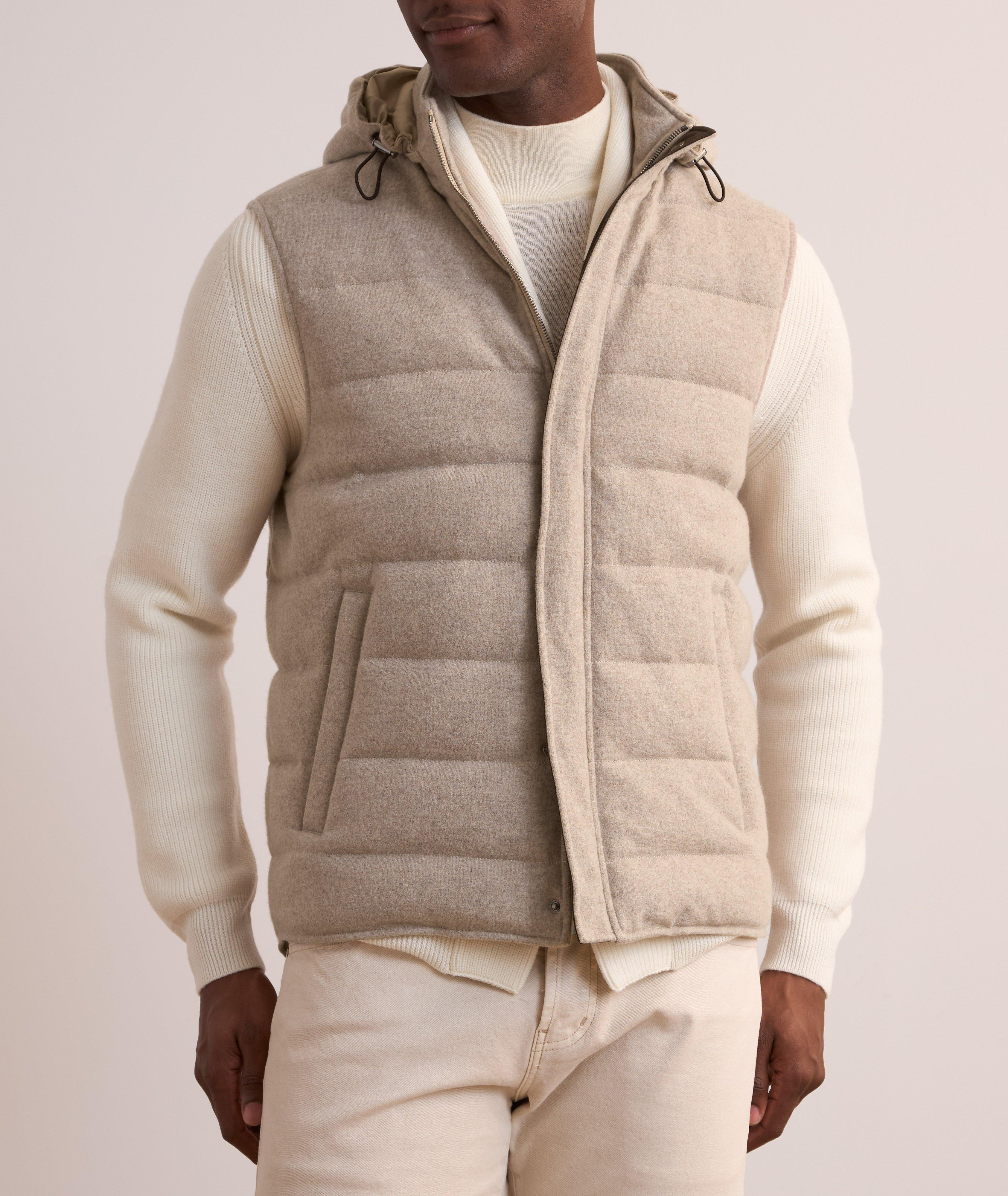 Virgin Wool Down Hooded Vest image 1