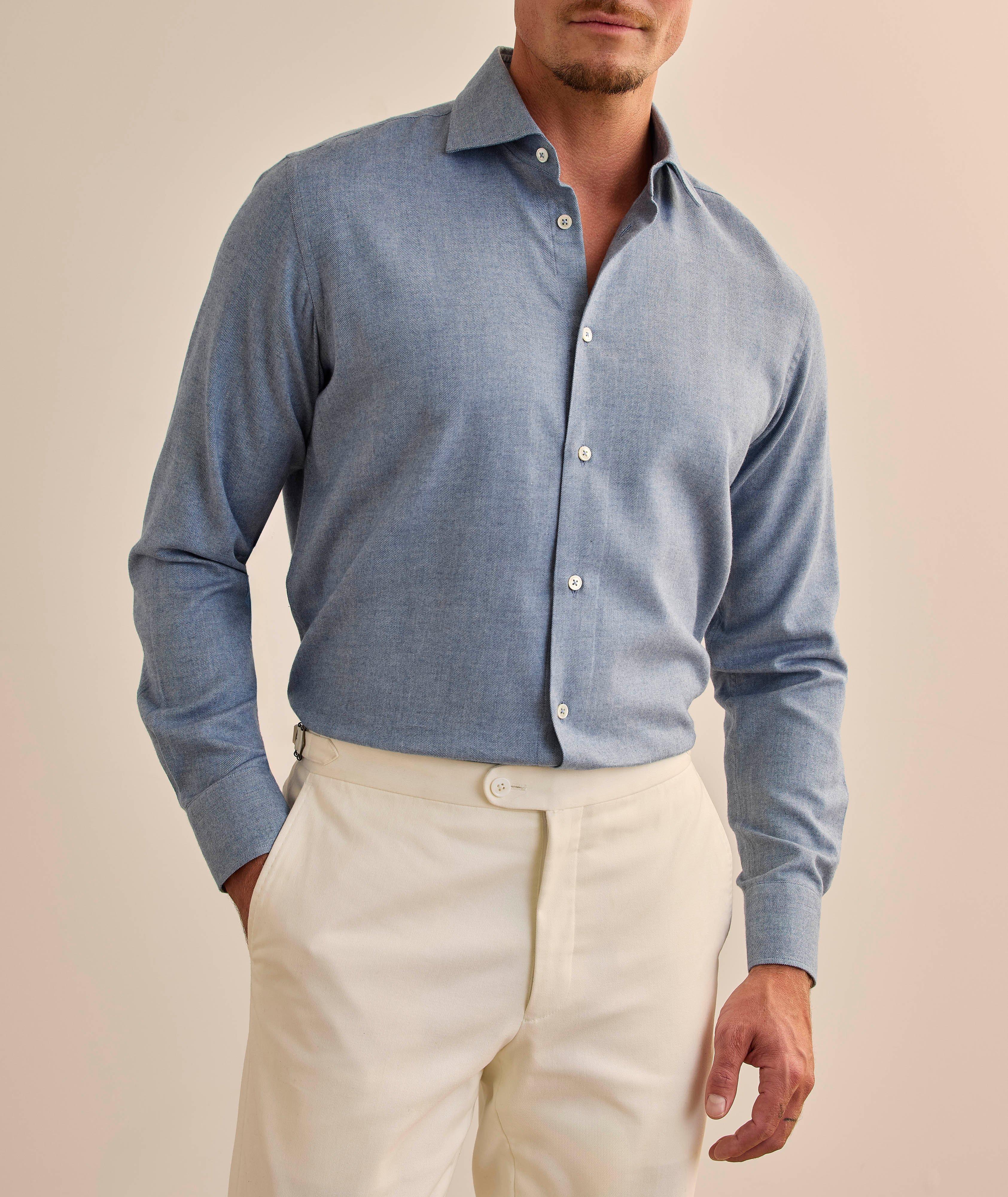Chemise décontractée en coton et en lyocell à chevrons image 1