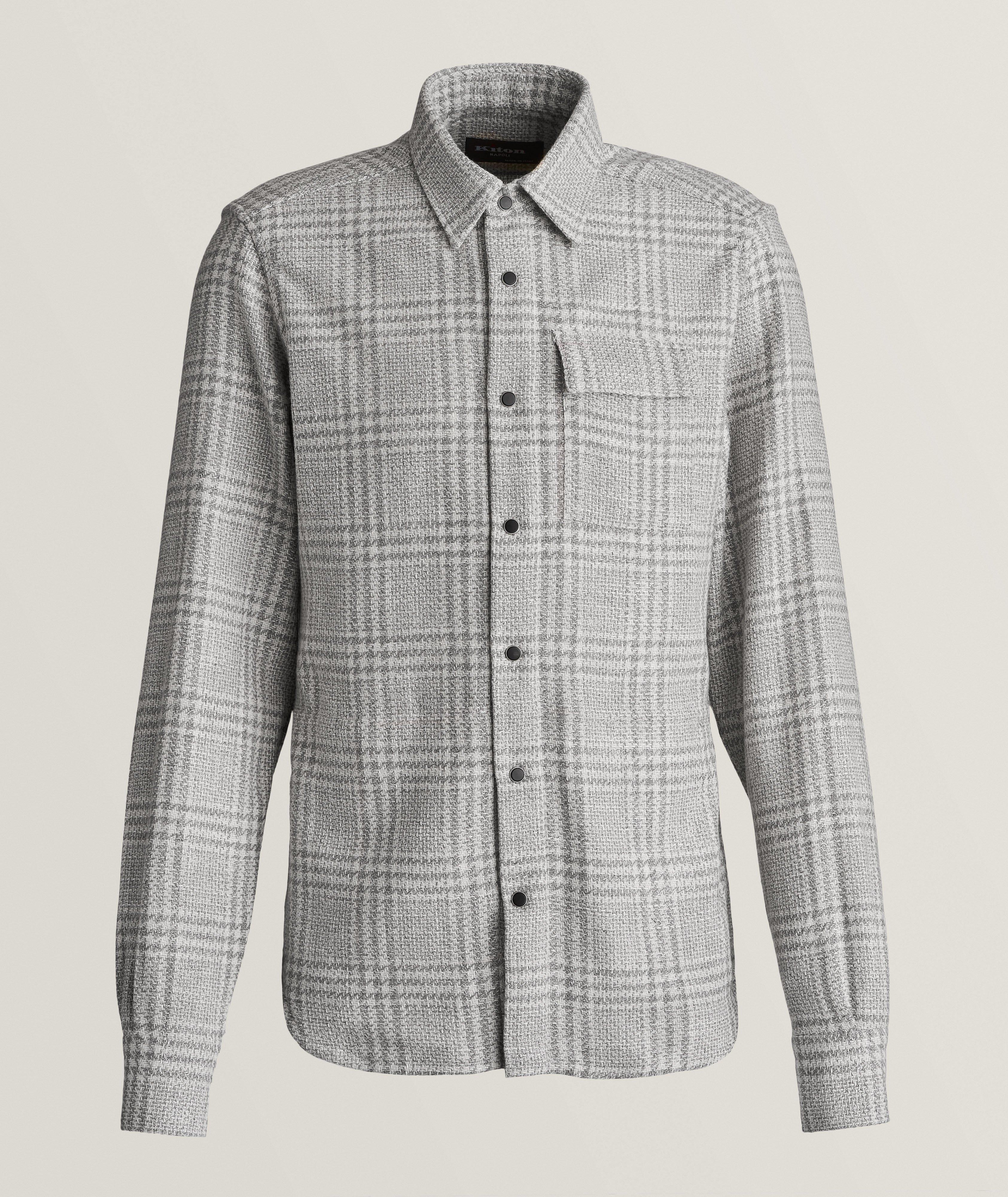 Kiton Plaid Virgin Wool-Blend Overshirt 
