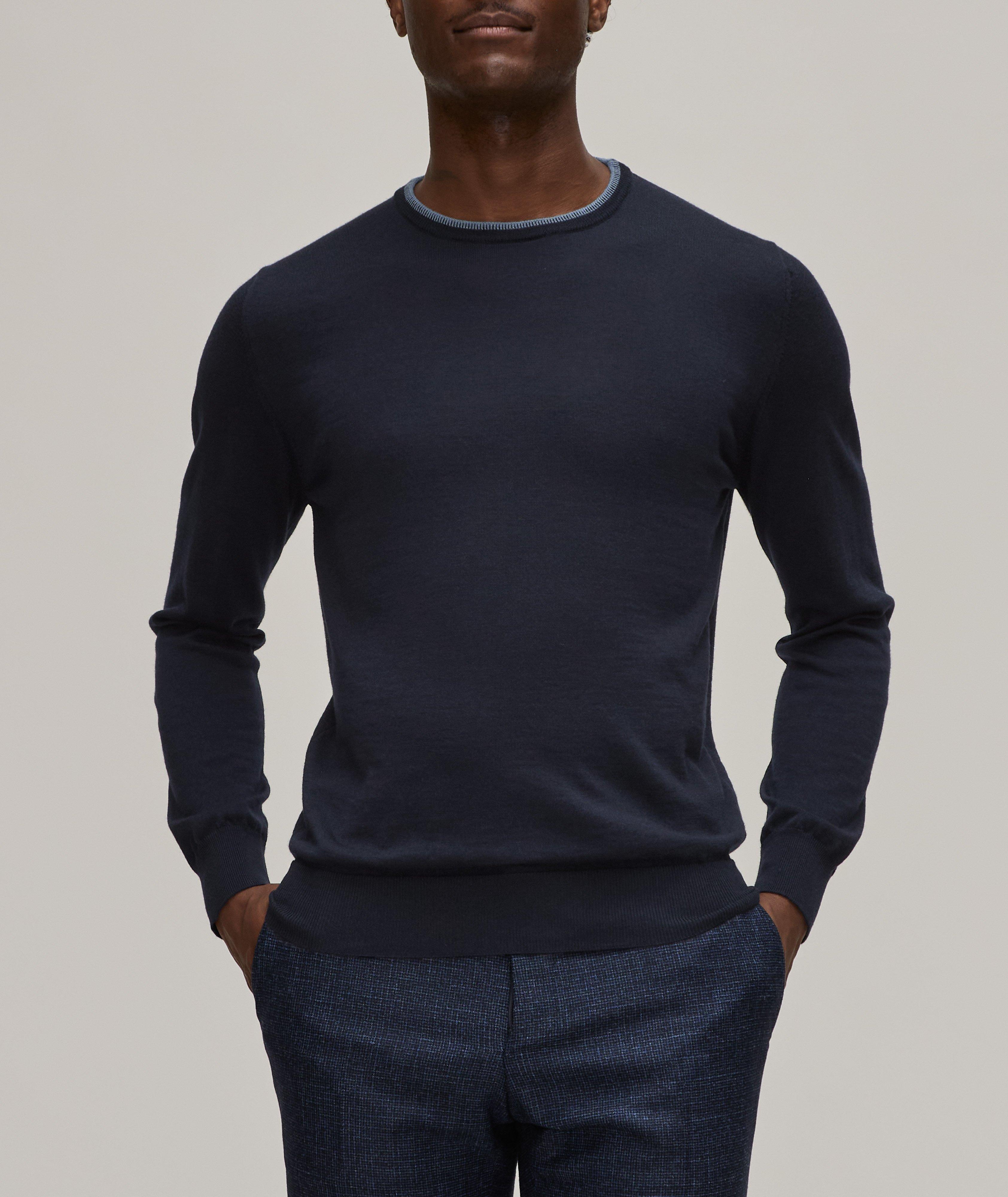 Merino Wool Trimmed Crewneck Sweater  image 1