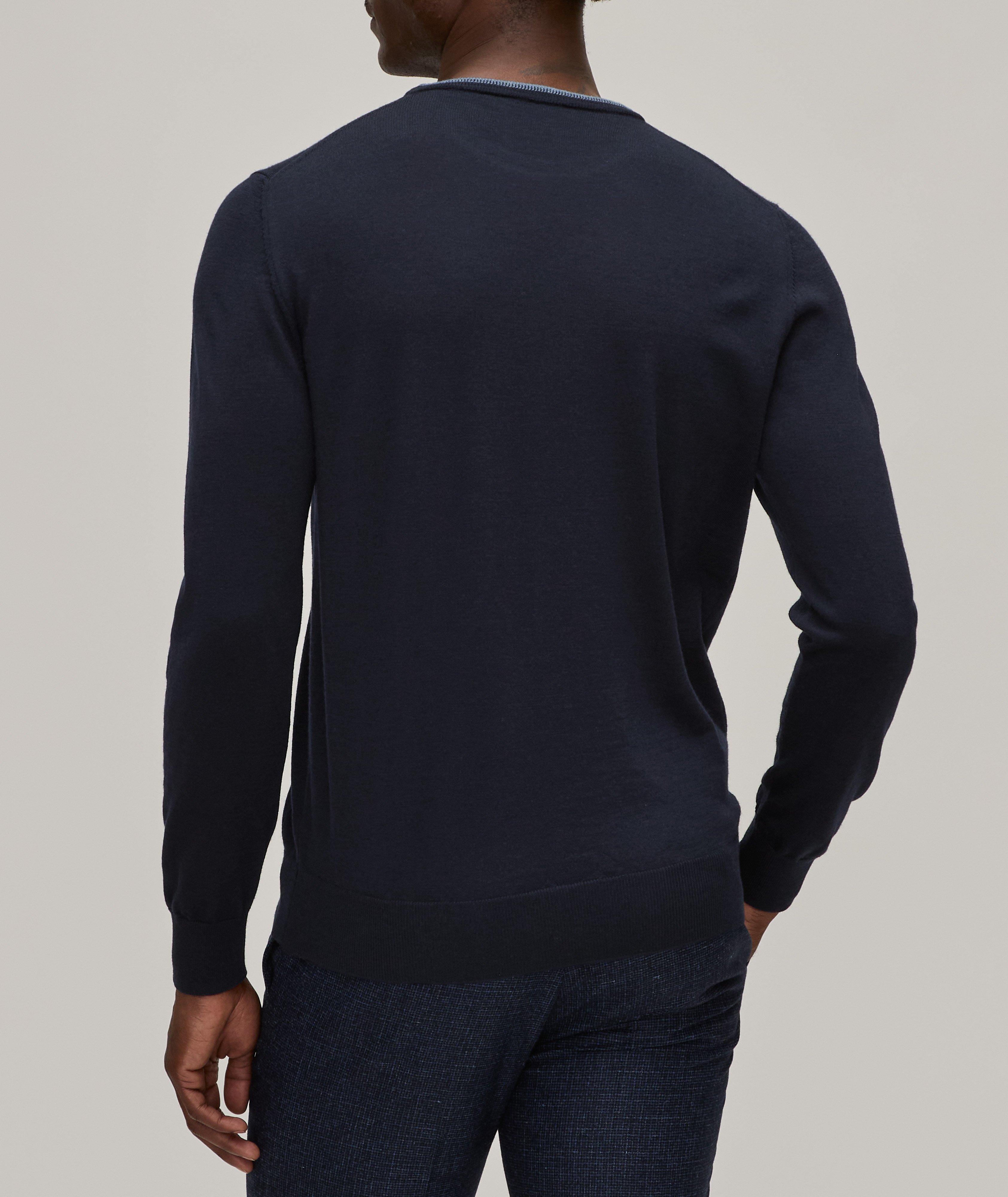 Merino Wool Trimmed Crewneck Sweater  image 2