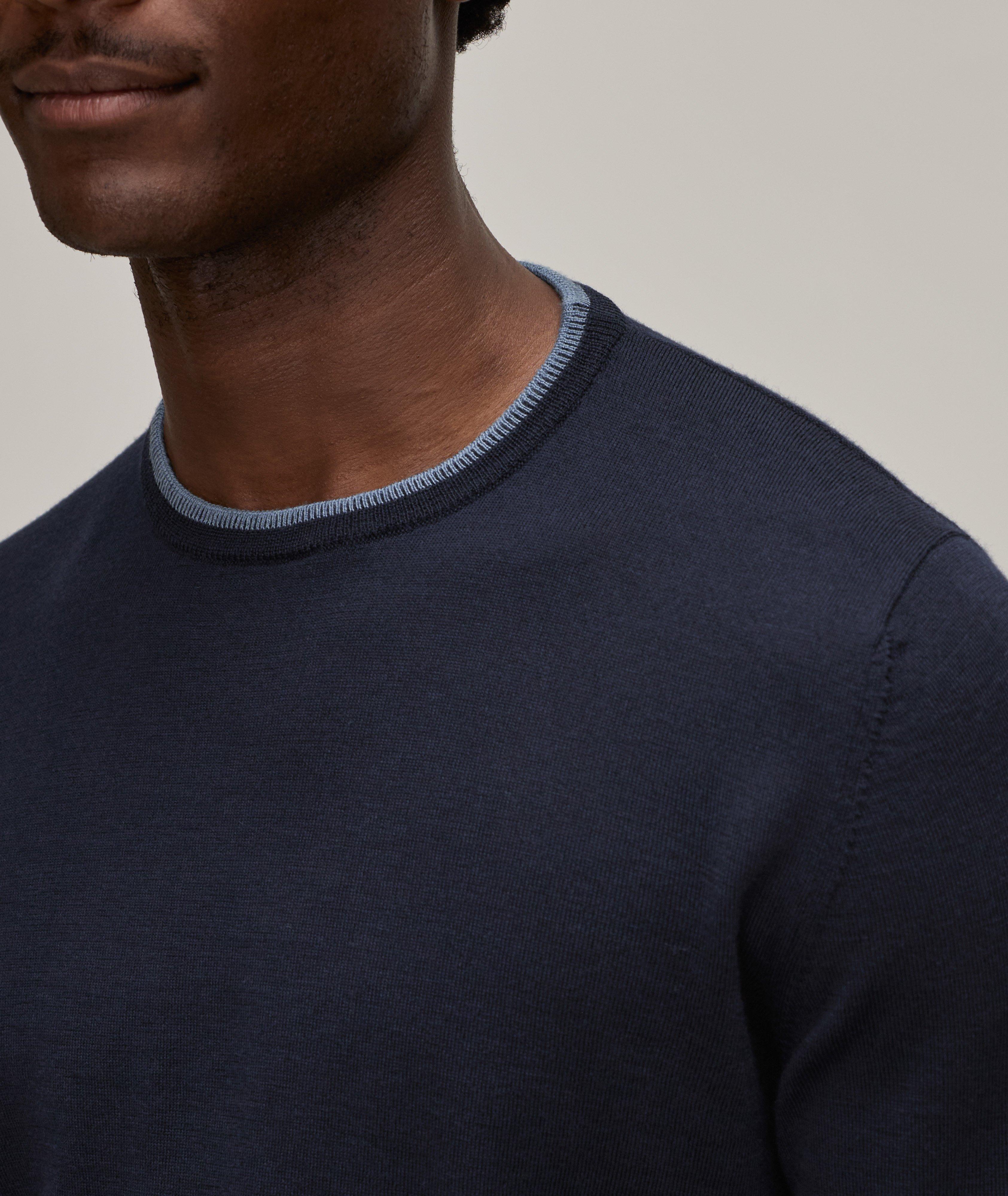 Merino Wool Trimmed Crewneck Sweater  image 3