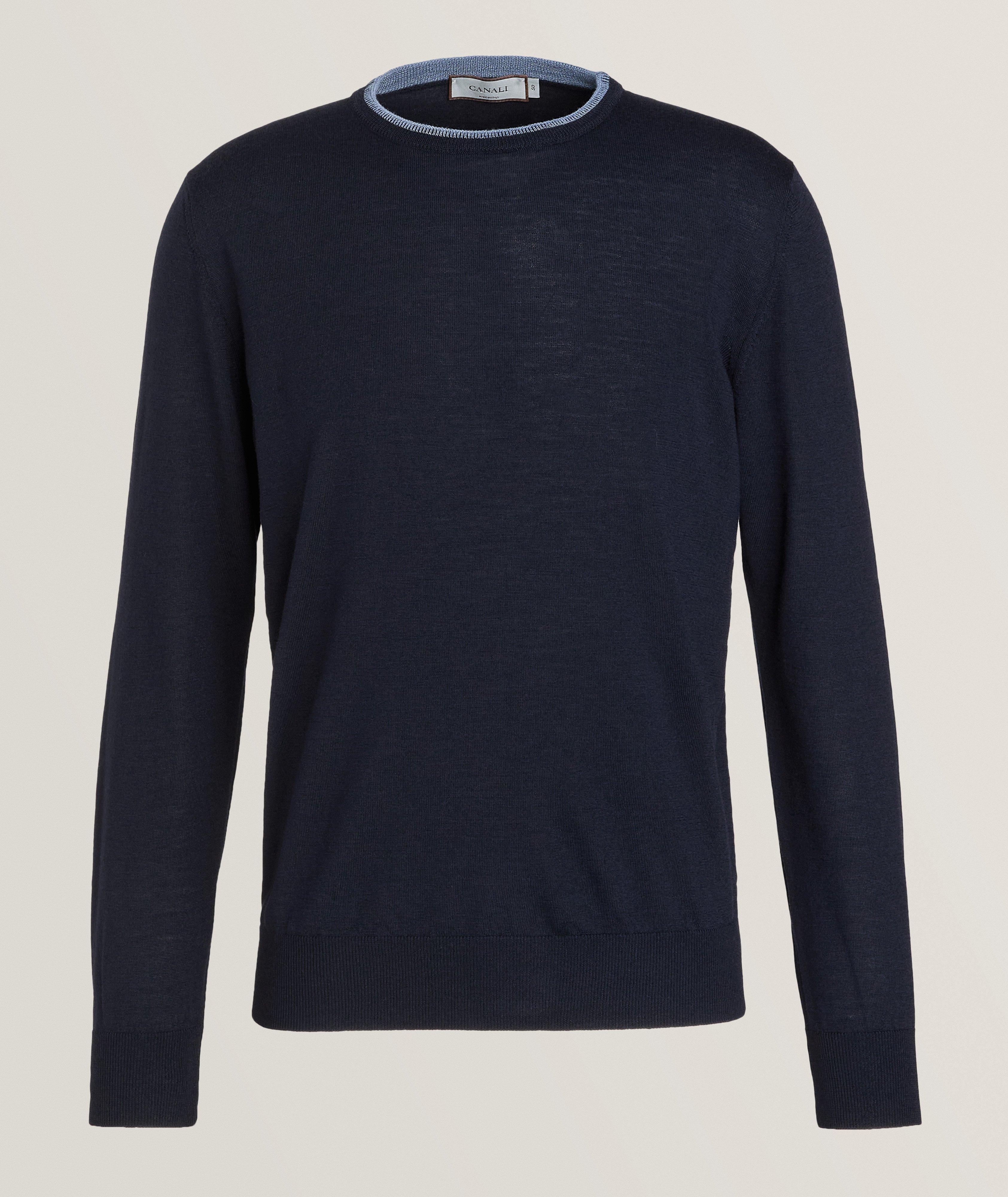 Merino Wool Trimmed Crewneck Sweater  image 0