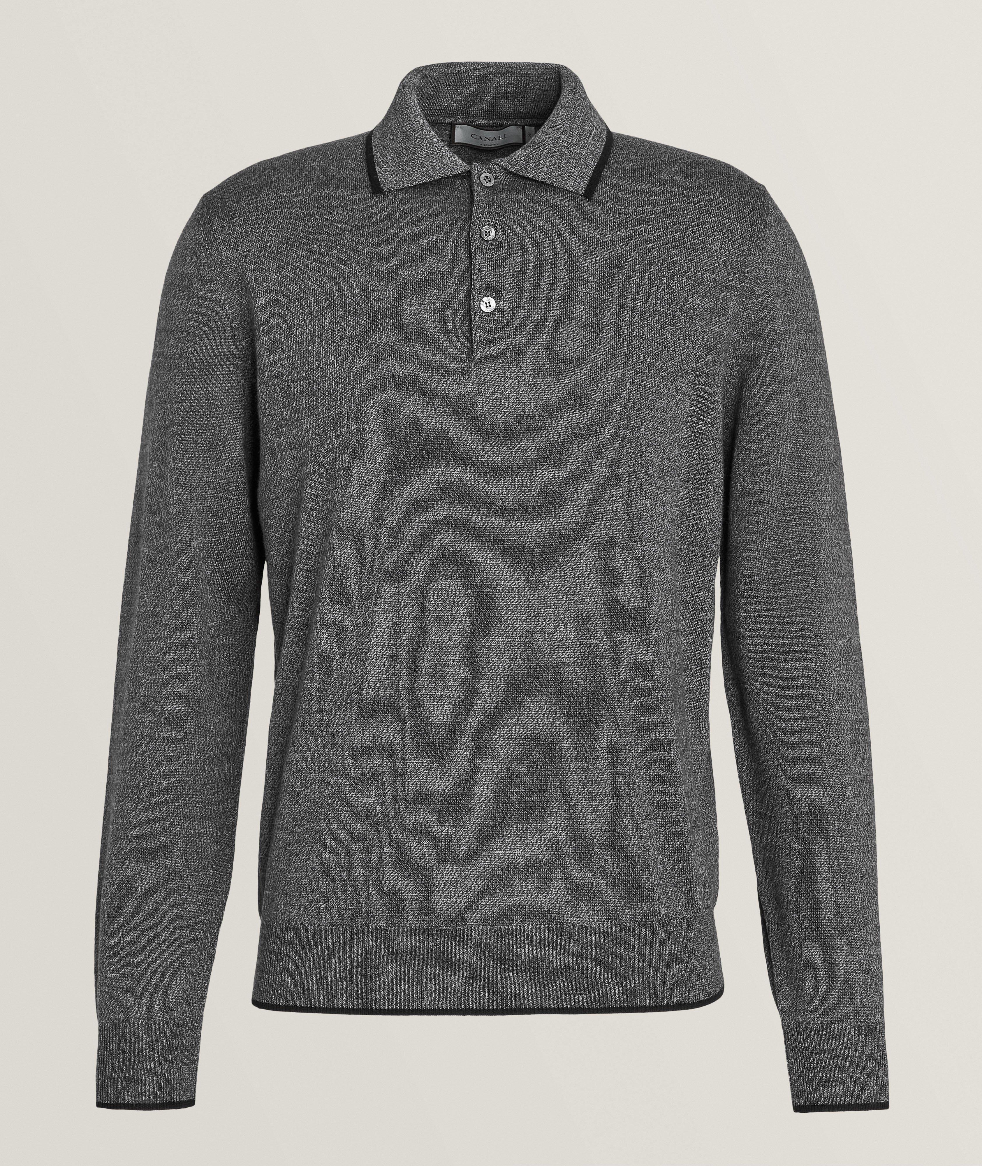 Canali Polo en laine mérinos à manches longues