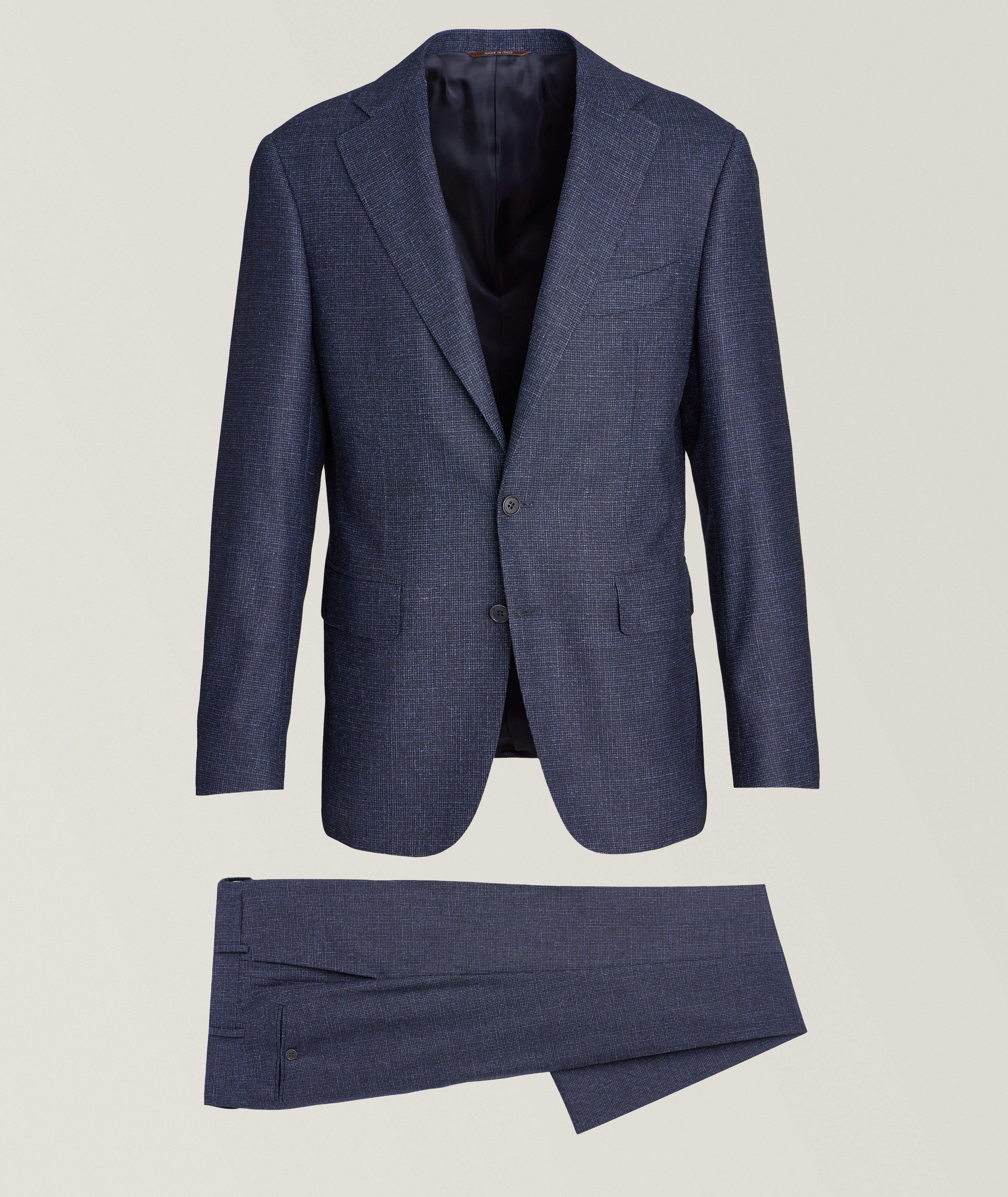 Canali Capri Textured Houndstooth Wool-Blend Suit 
