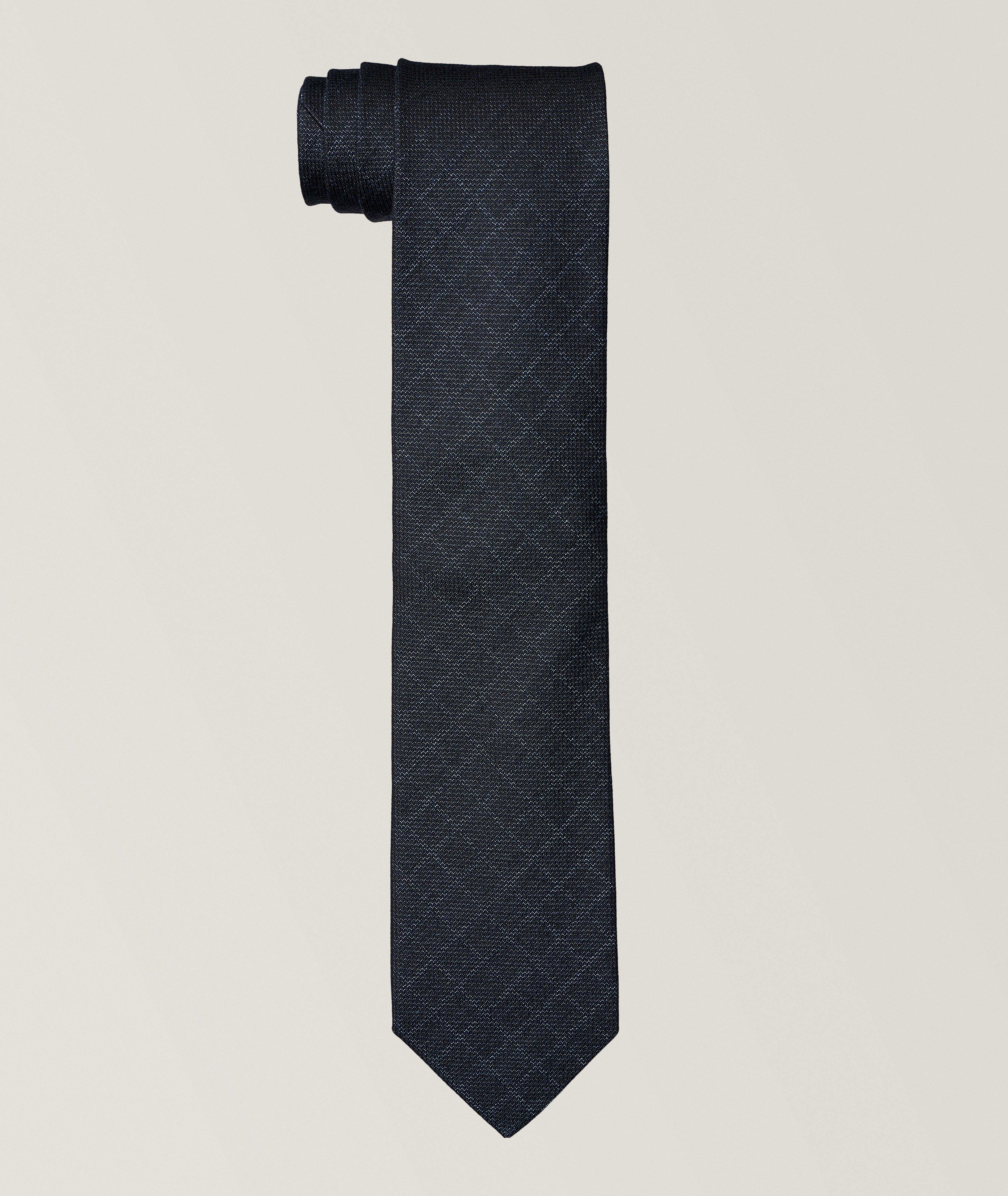 Diamond Checked Silk-Cashmere Tie image 0