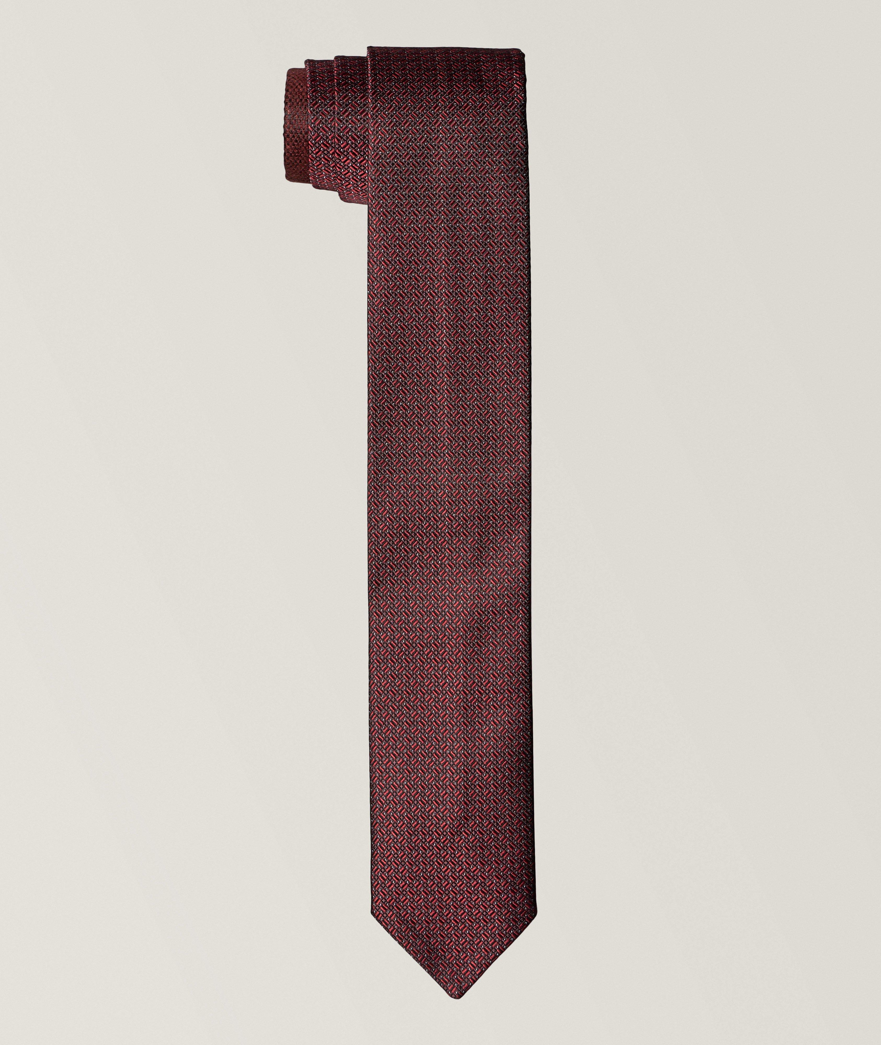 Geometric Weave Silk Tie  image 1