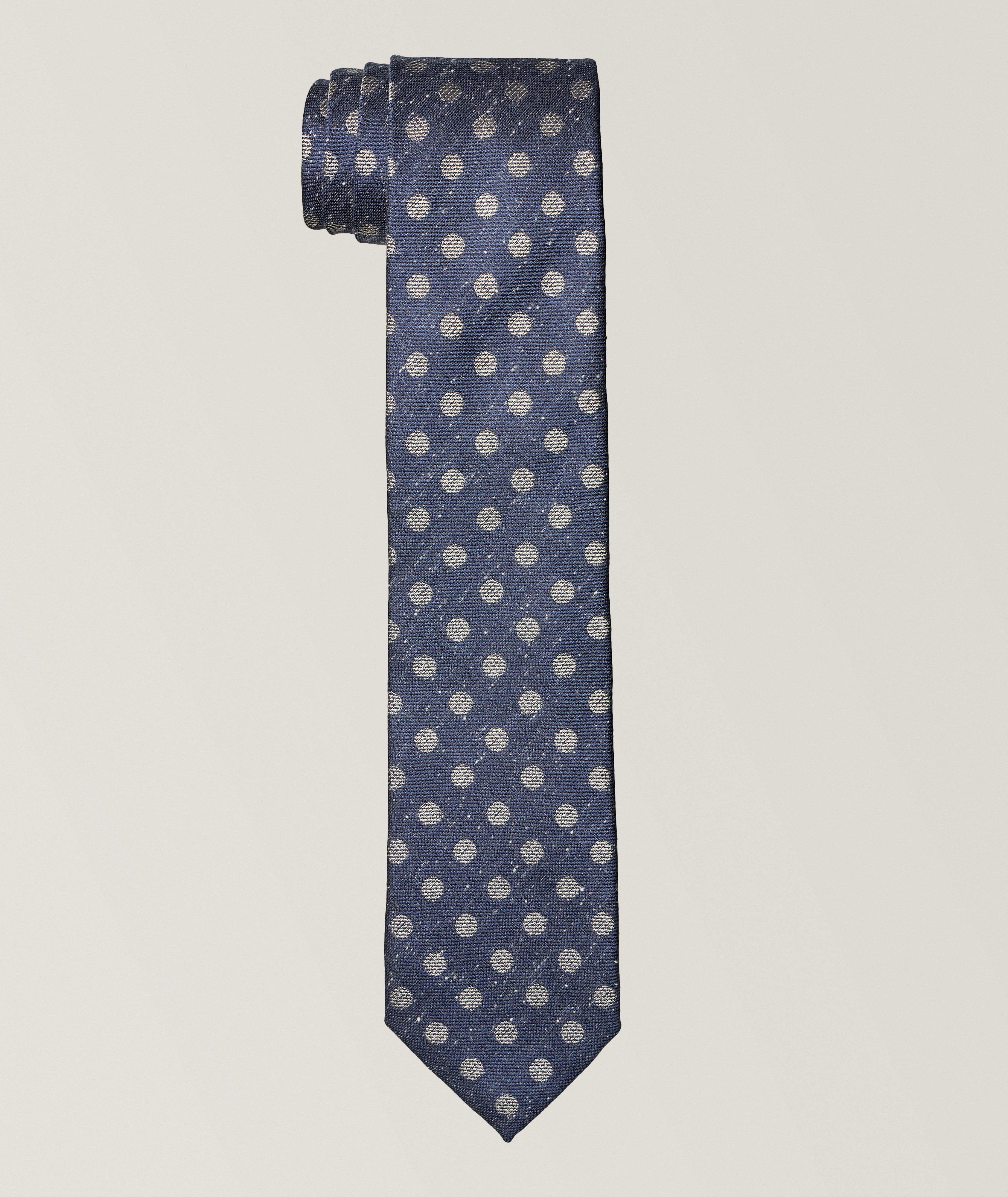 Polka Dot Denim-Effect Silk Tie image 0