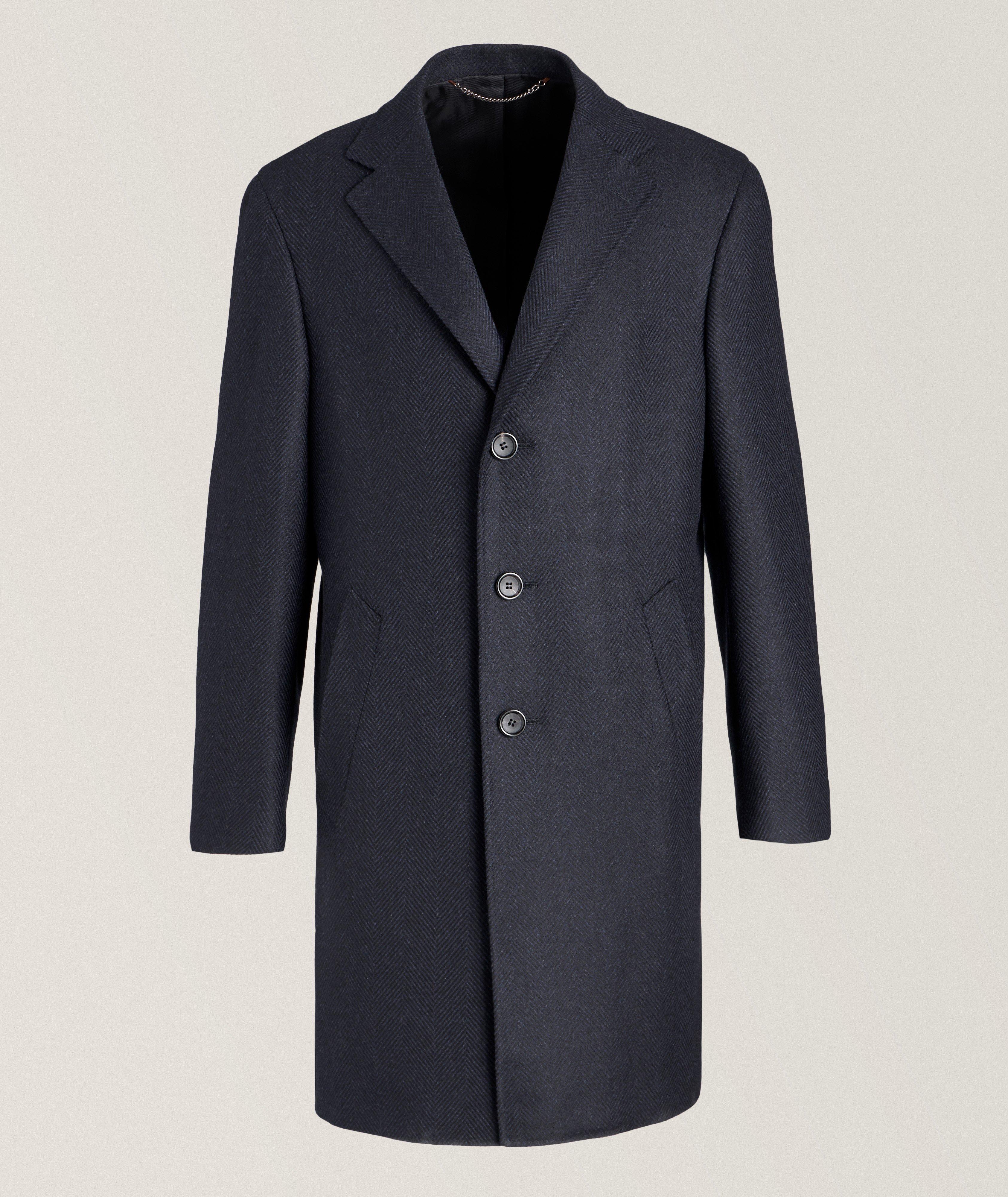 Canali Kei Herringbone Wool-Cashmere Overcoat