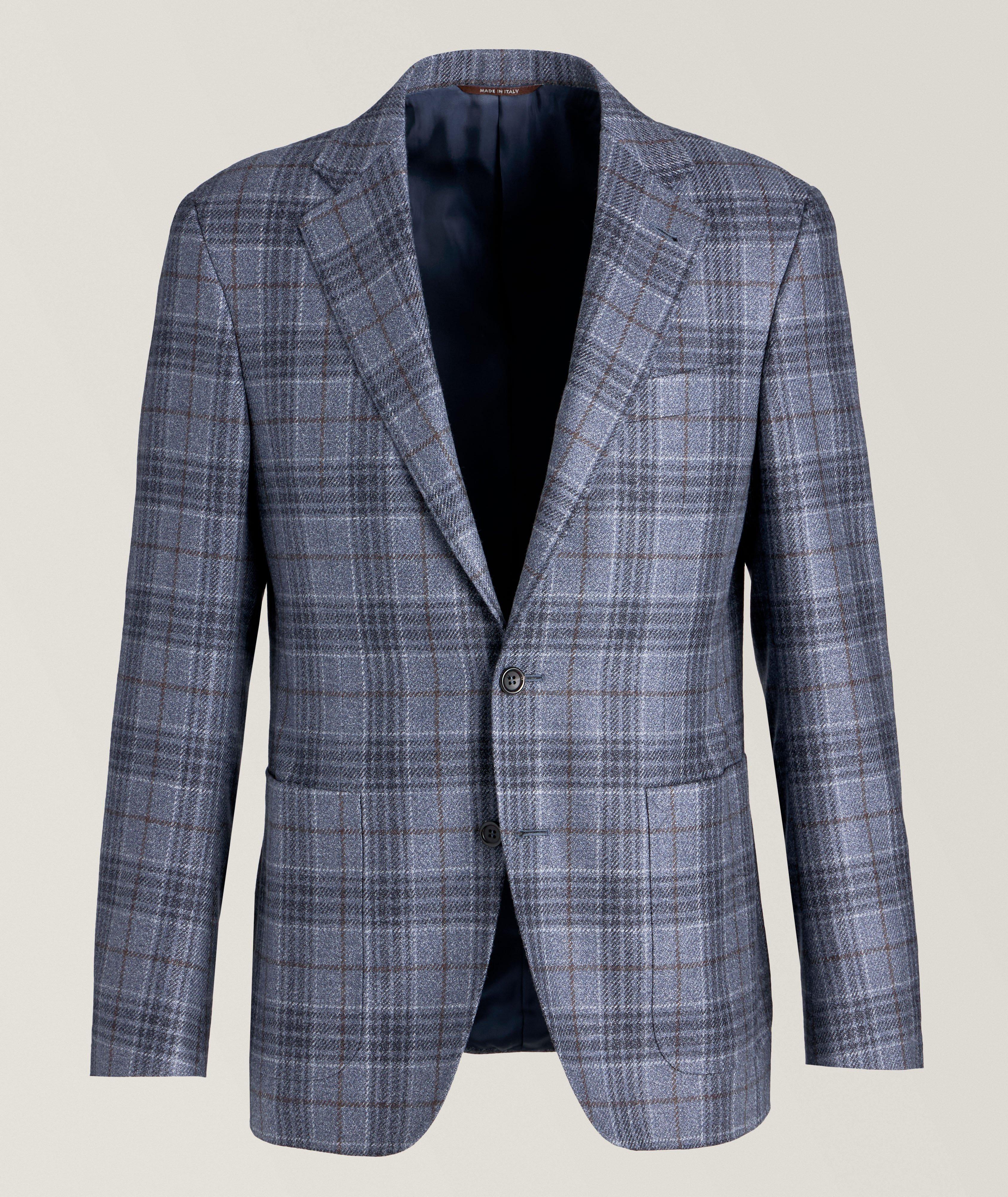 Canali Kei Check Wool-Silk Sport Jacket
