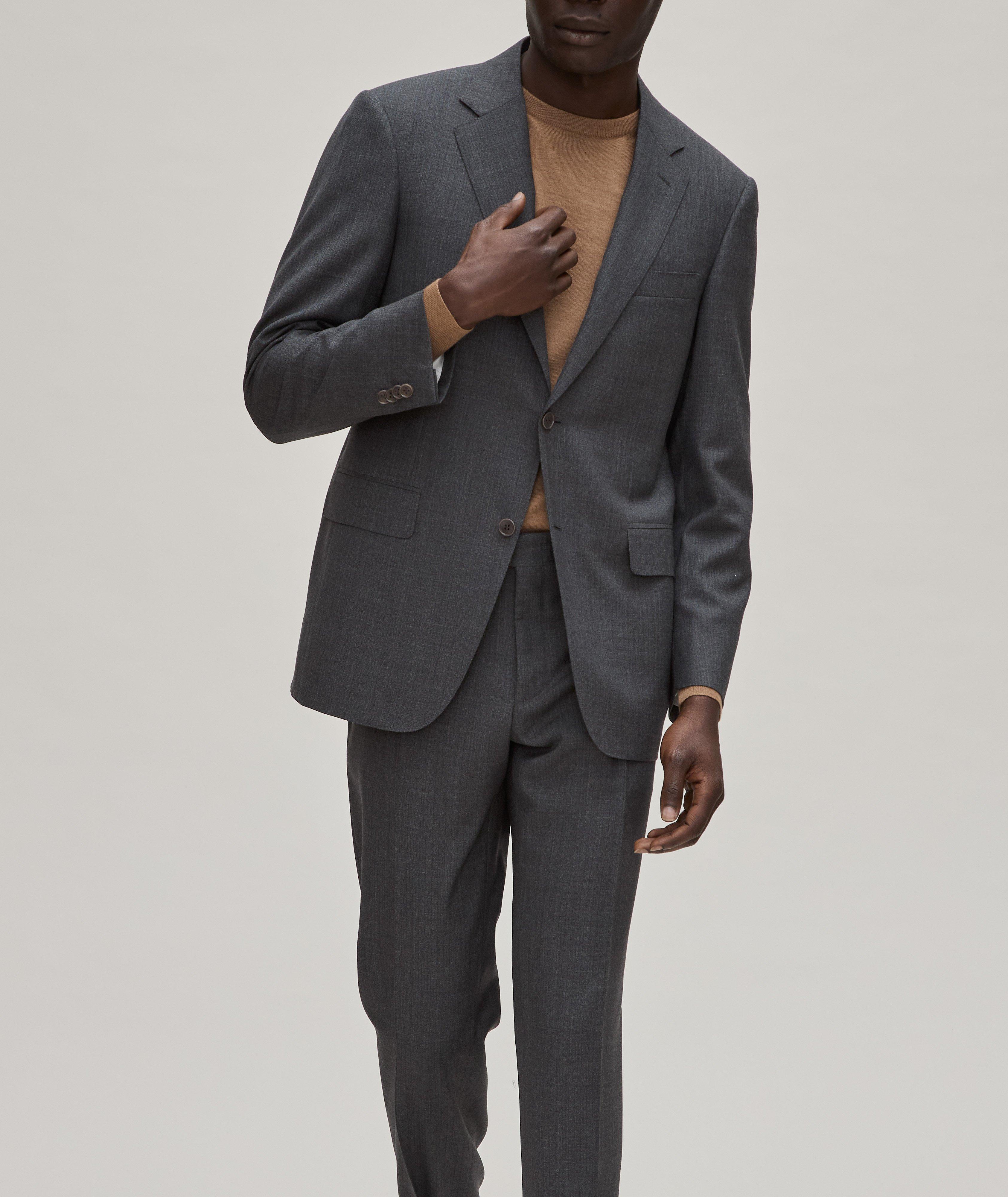 Contemporary Herringbone Textured Wool Suit  image 1