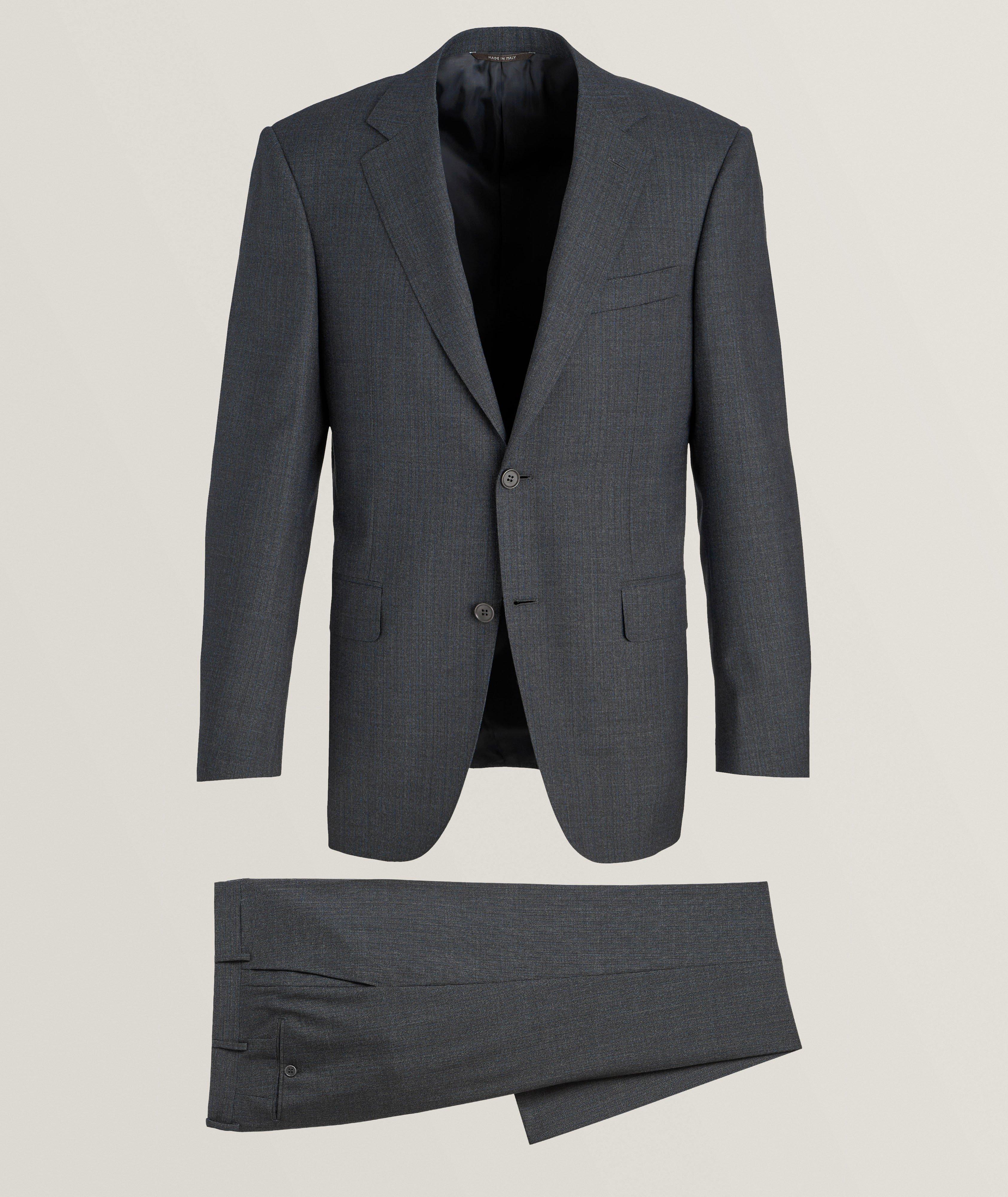 Contemporary Herringbone Textured Wool Suit  image 0