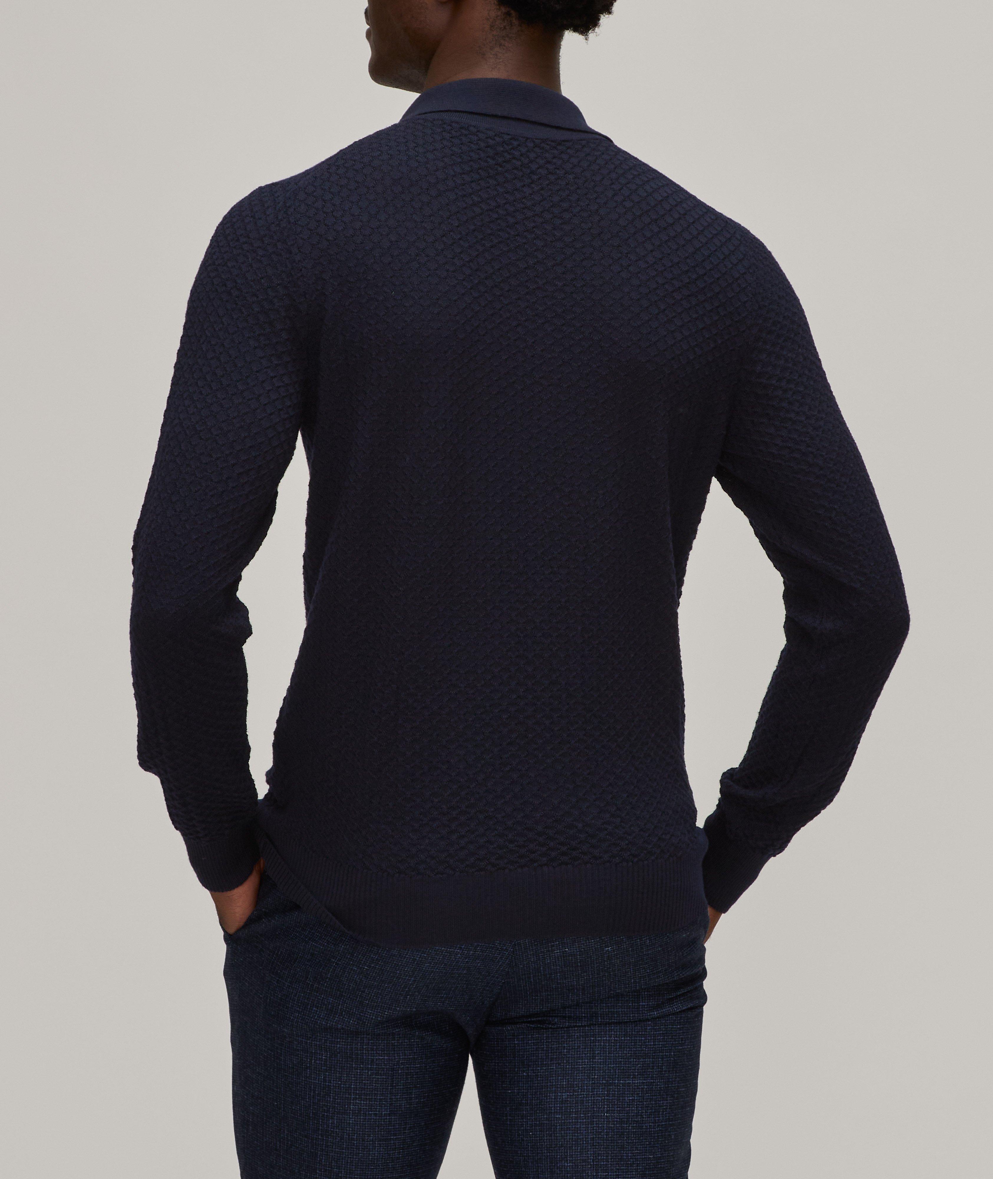 Textured Half-Zip Merino Wool Polo Sweater image 2