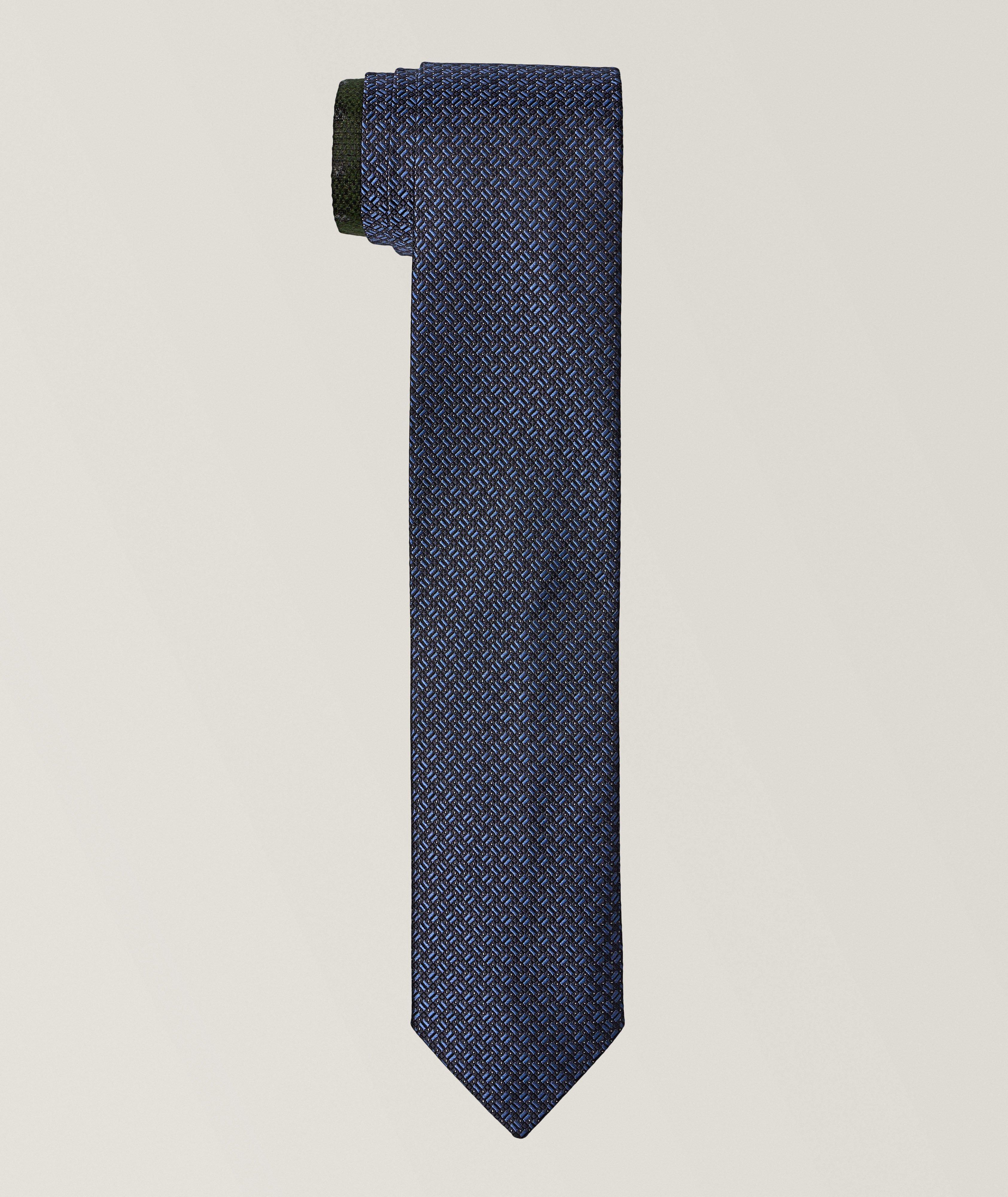 Geometric Weave Silk Tie  image 0