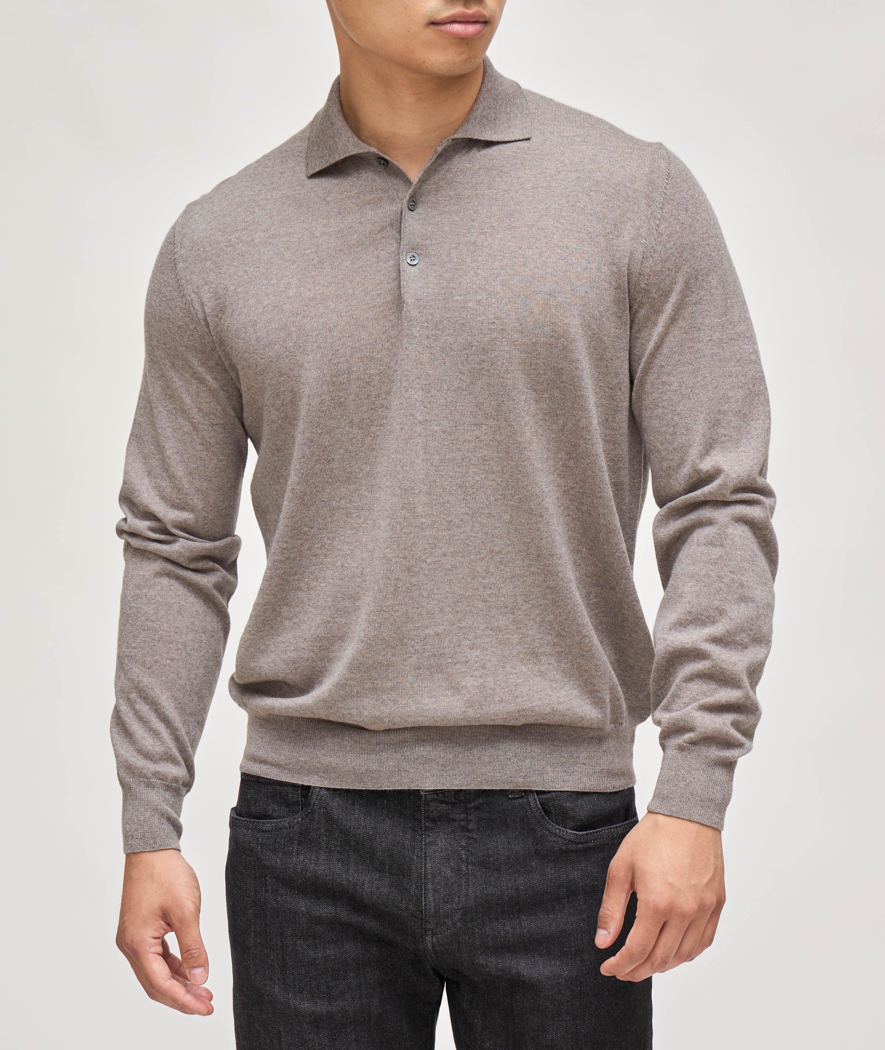 Regular Fit Wool Long-Sleeve Polo  image 1