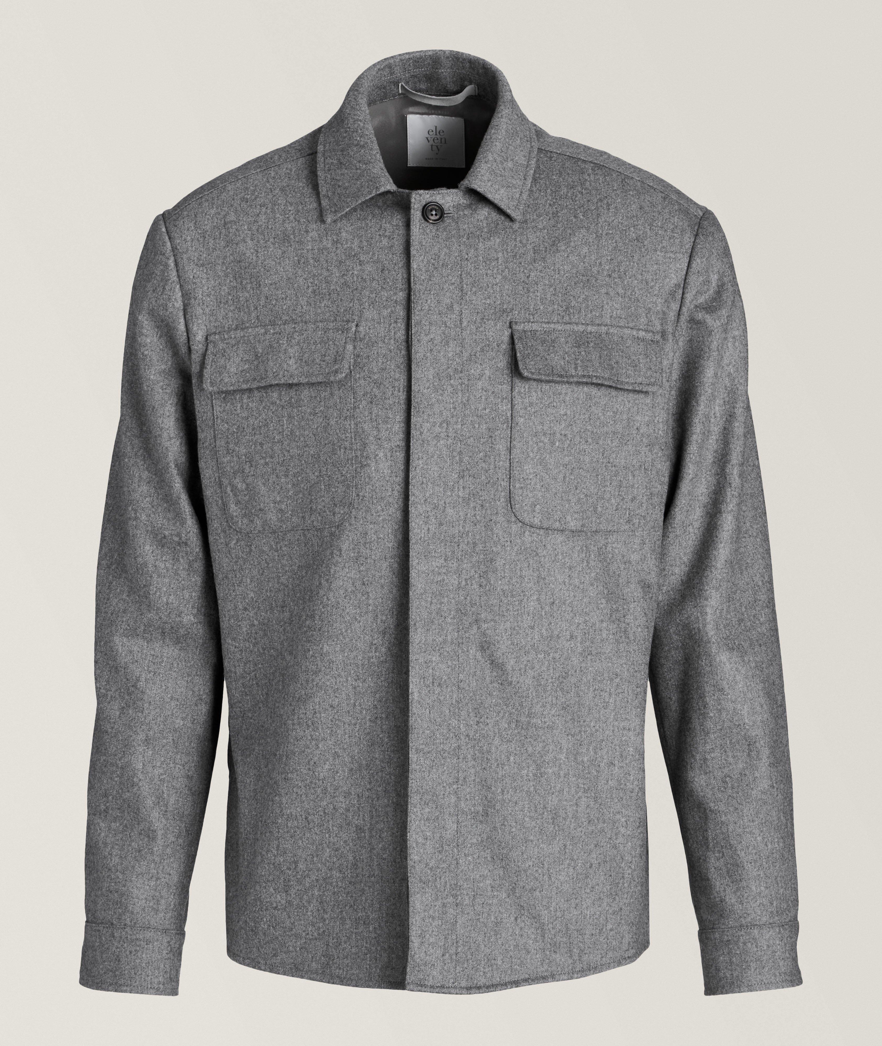 Eleventy Wool-Cashmere Stretch Overshirt 
