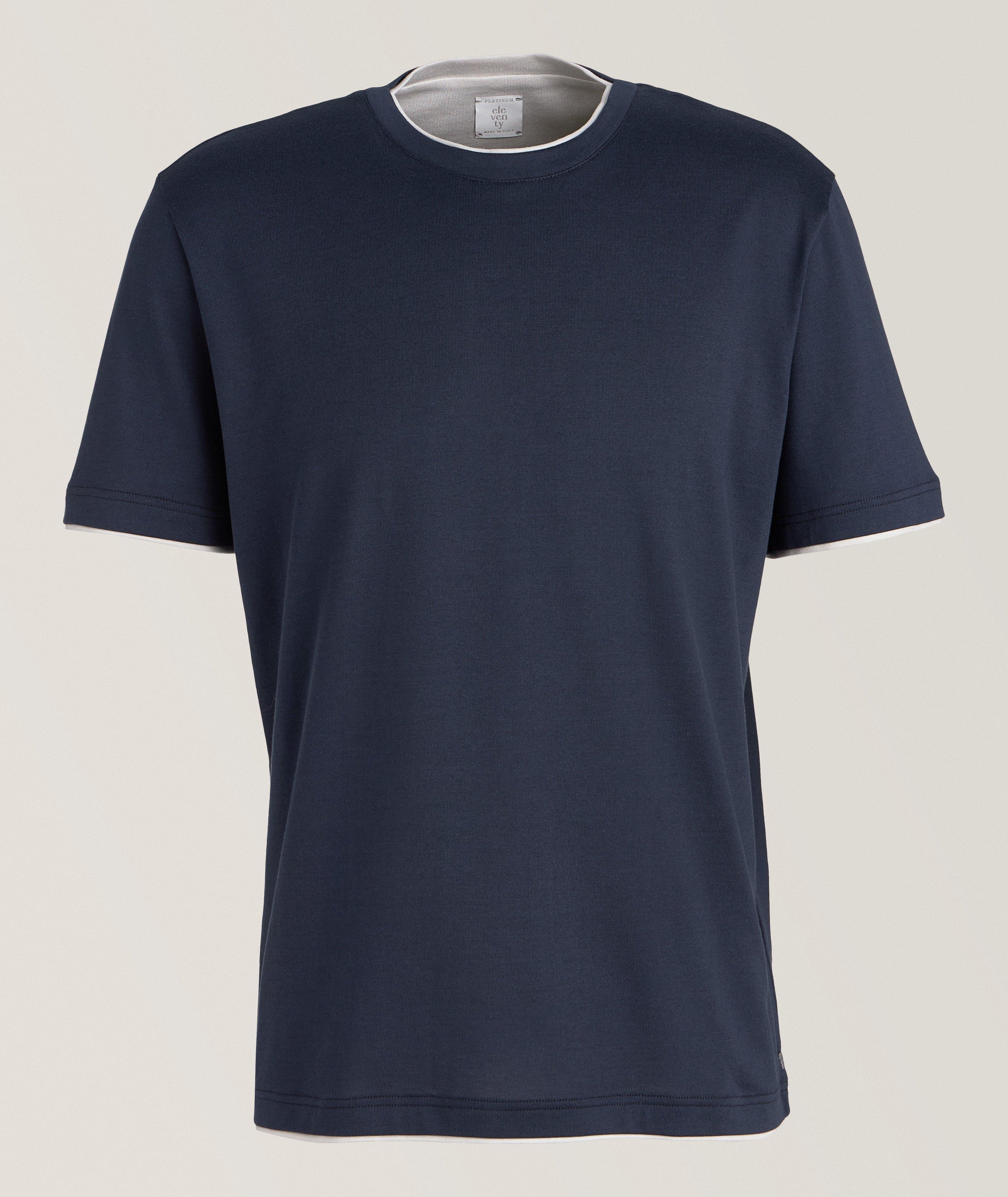 Eleventy Tipped Giza Cotton T-Shirt 