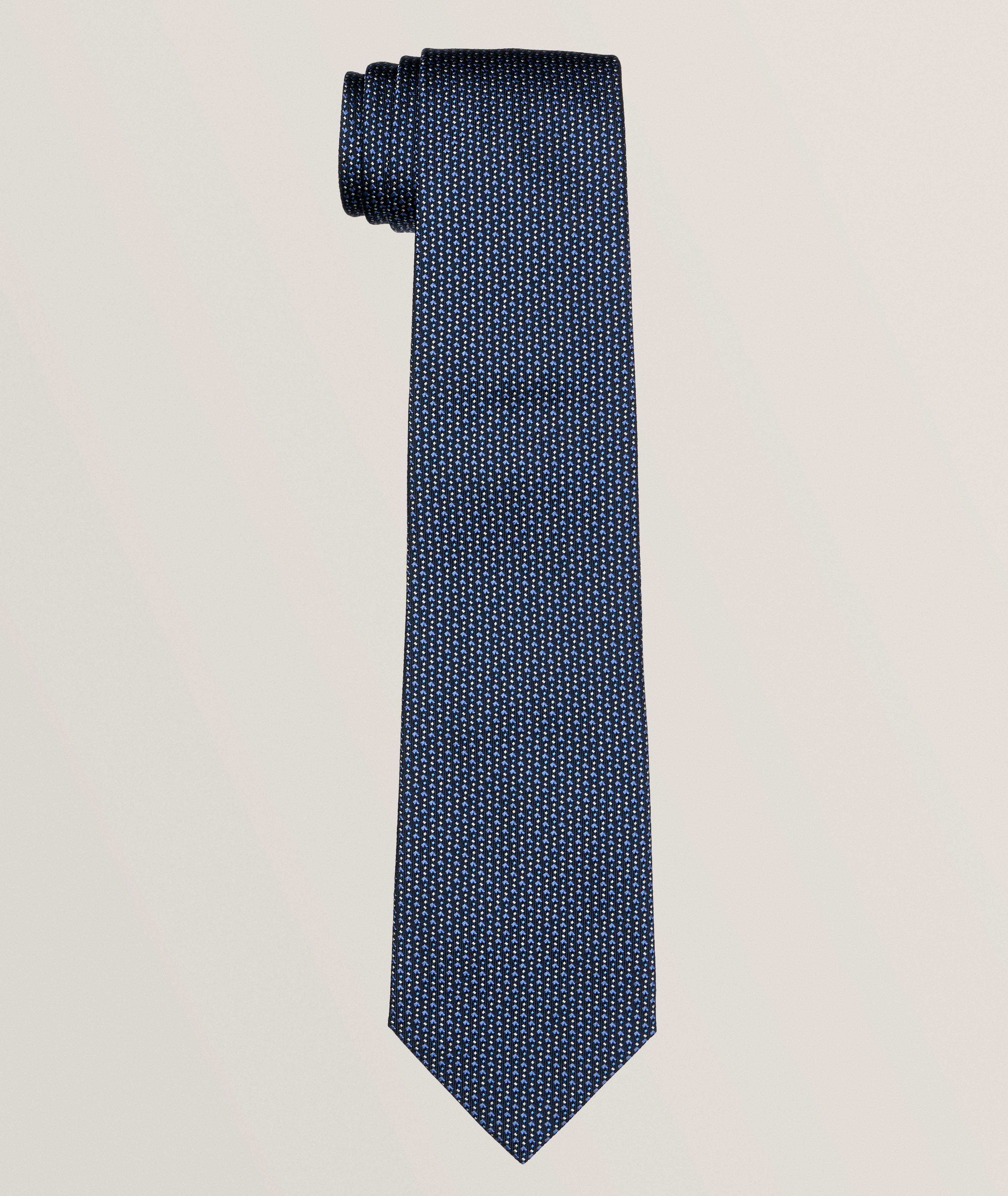 Micro Motif Silk Tie  image 0