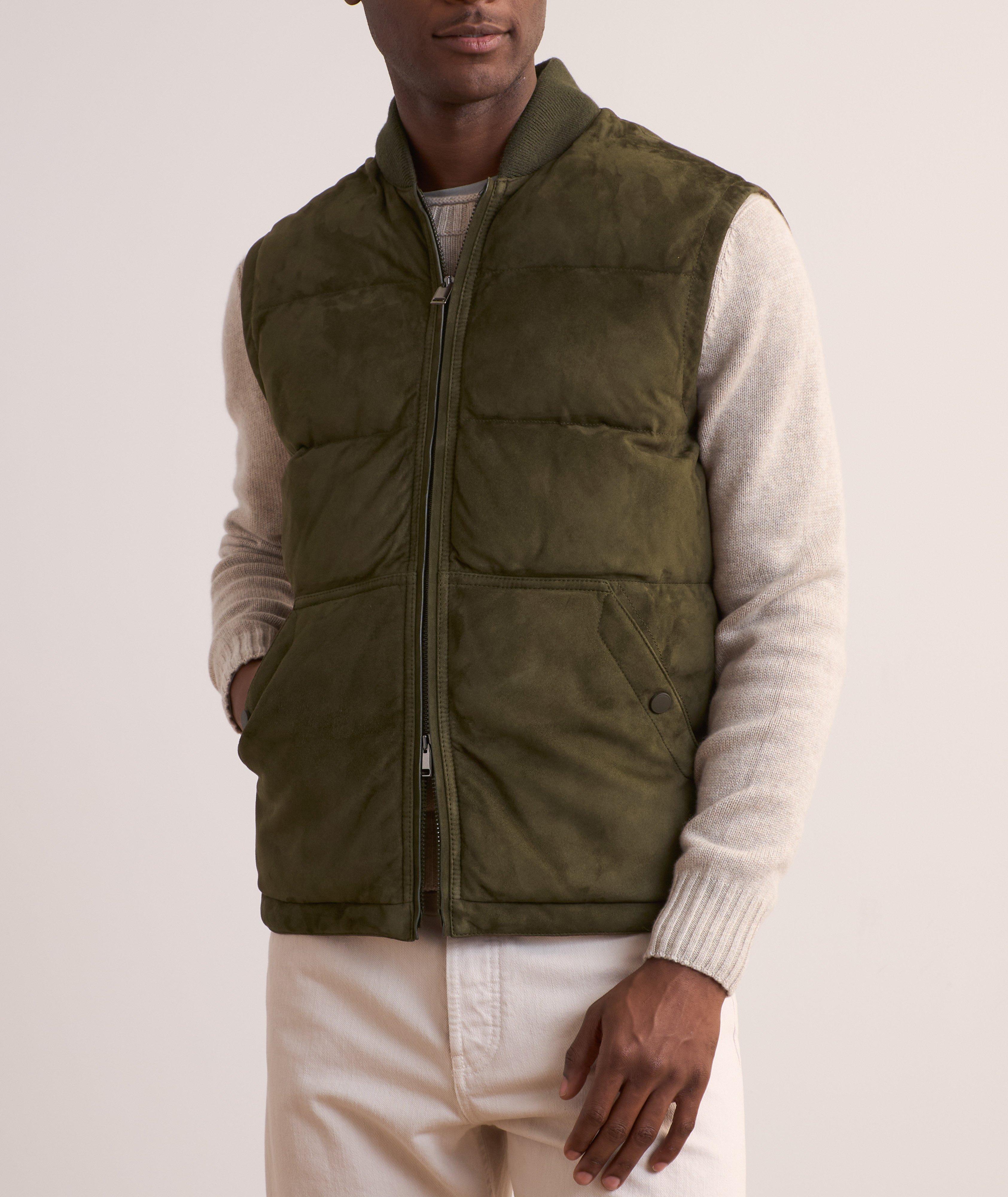 Quilted Lambskin-Suede Puffer Vest image 1