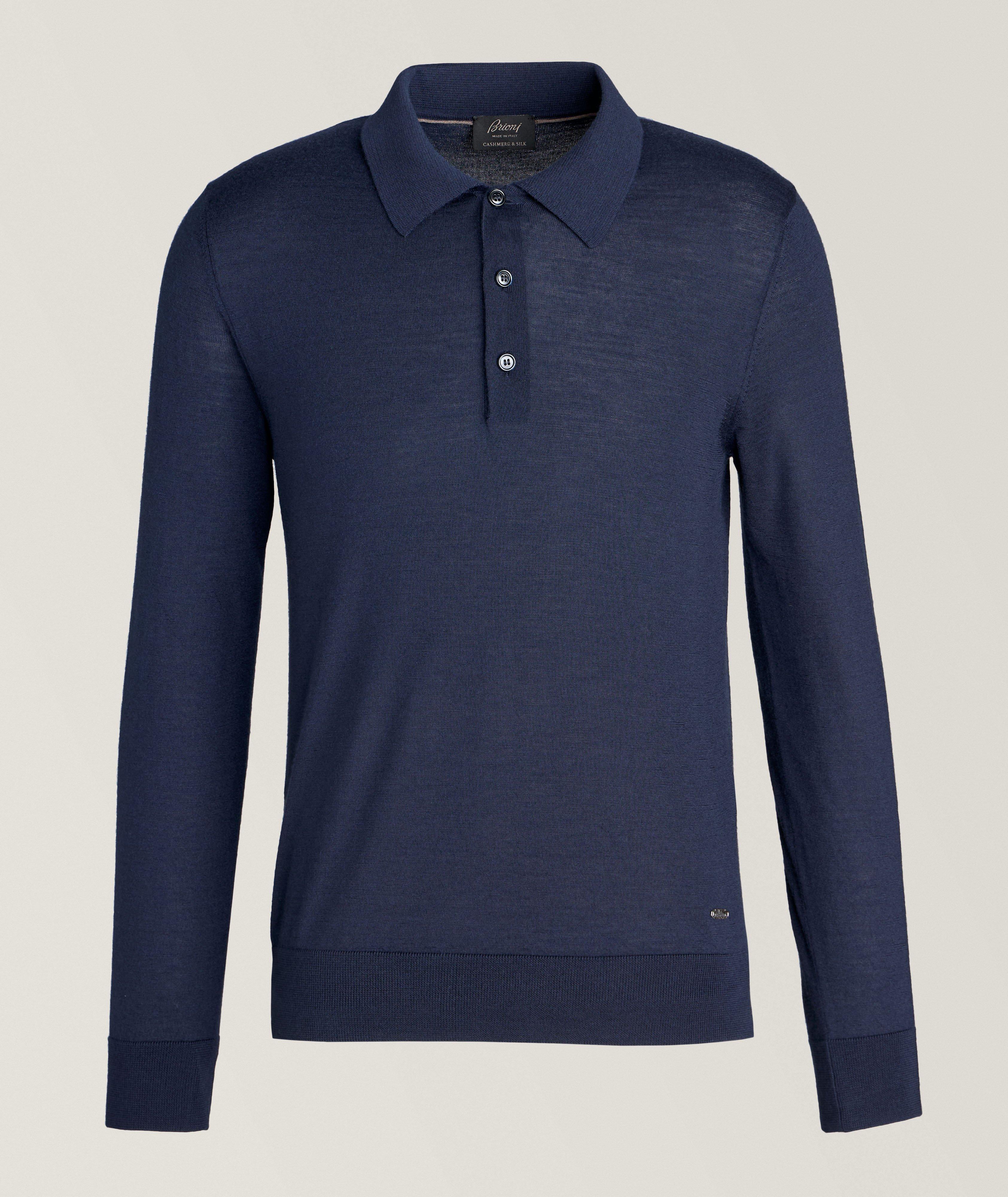 Cashmere-Silk Long-Sleeve Polo image 0