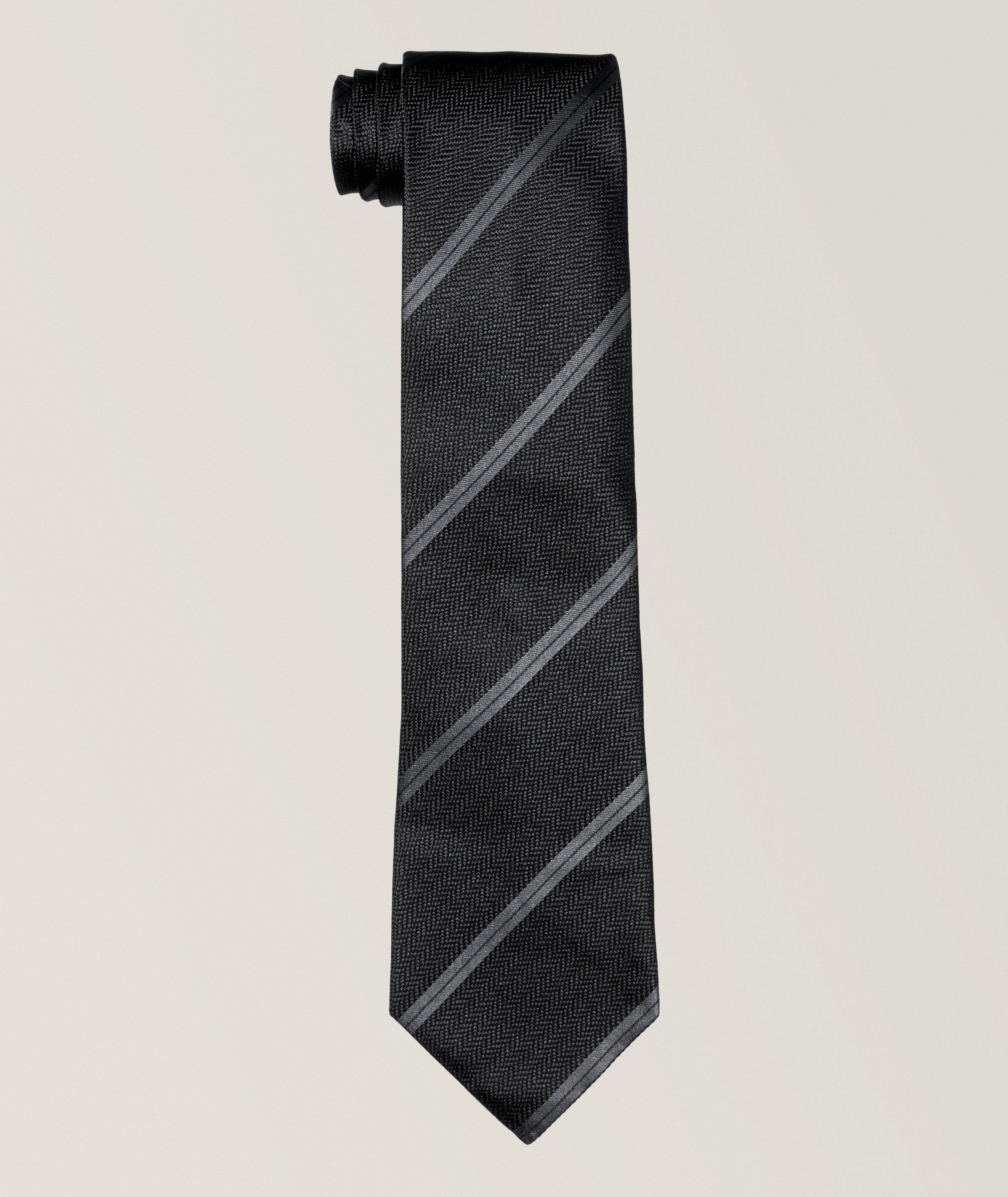 Diagonal Stripe Silk Tie image 0