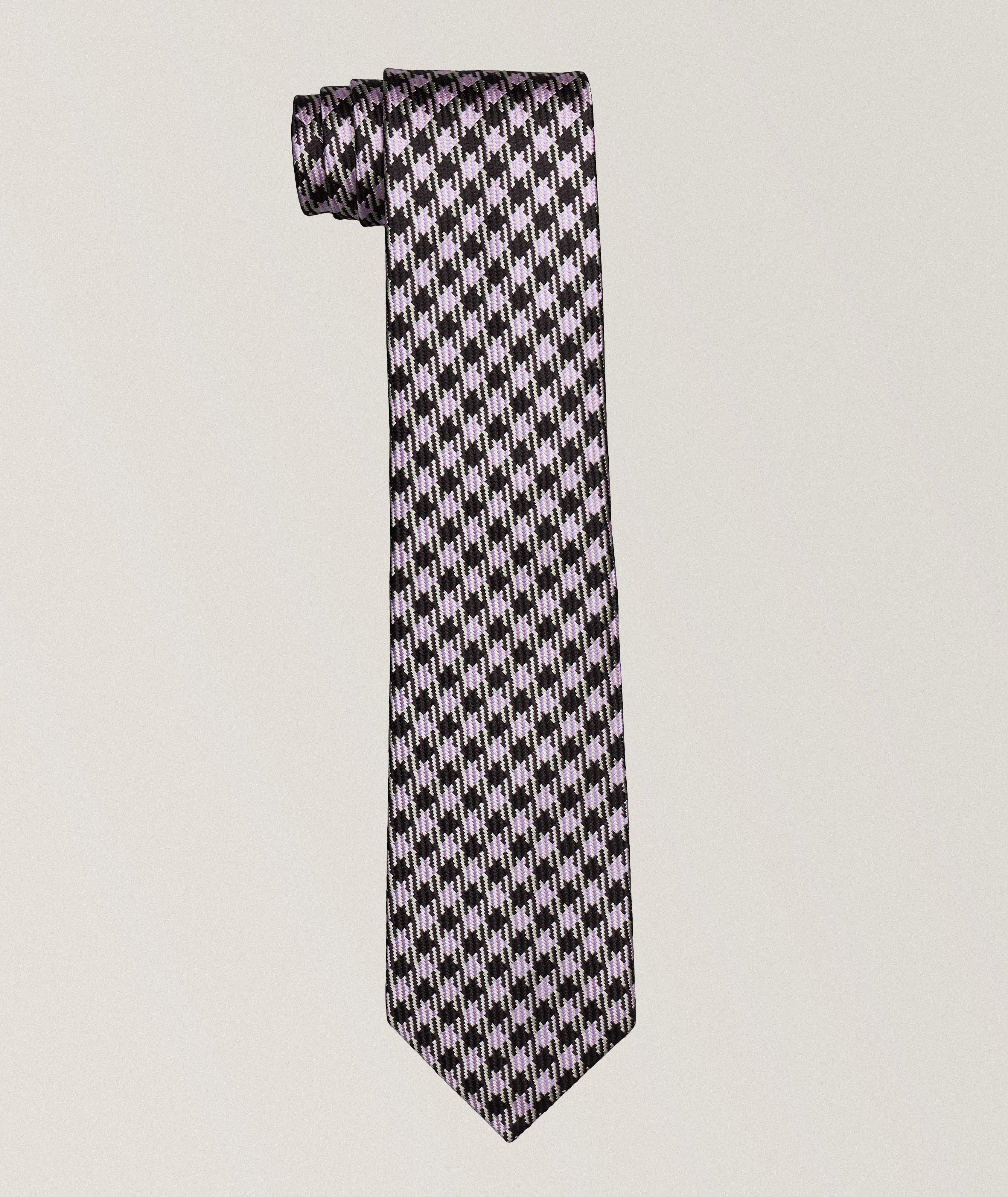 Tonal Overcheck Silk Tie  image 0
