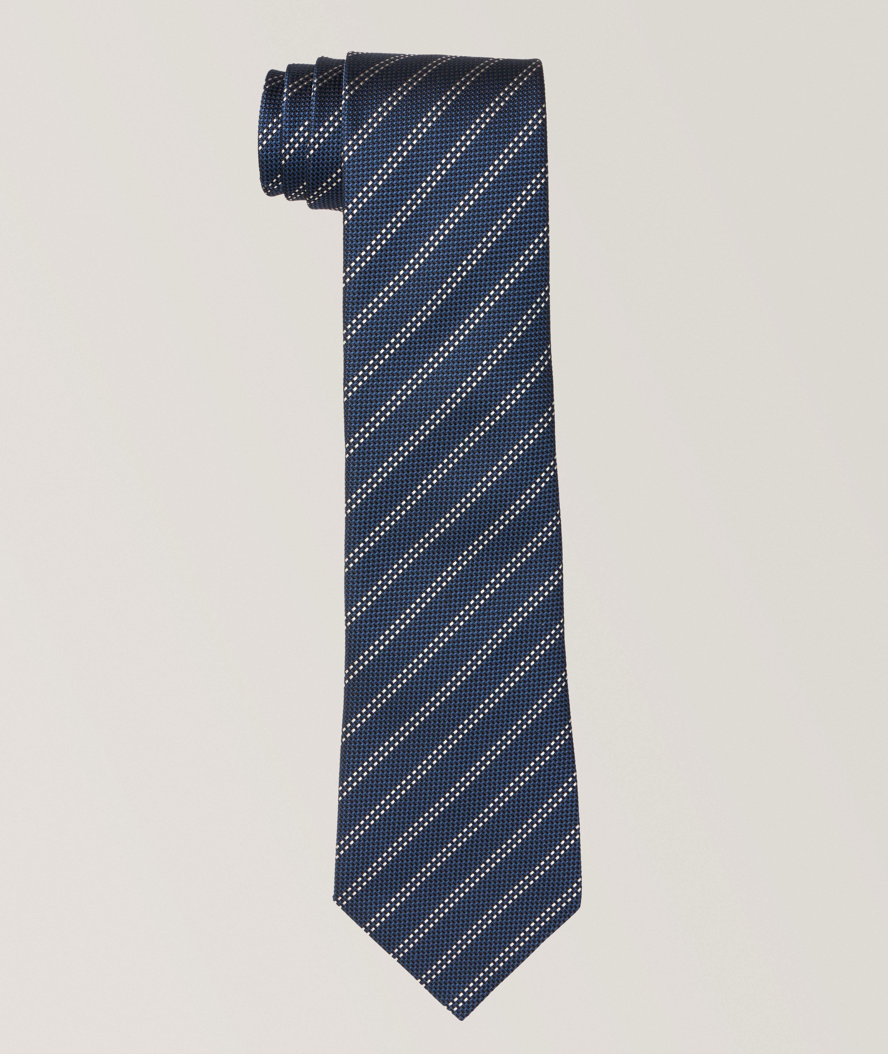 Diagonal Stripe Silk Tie image 0