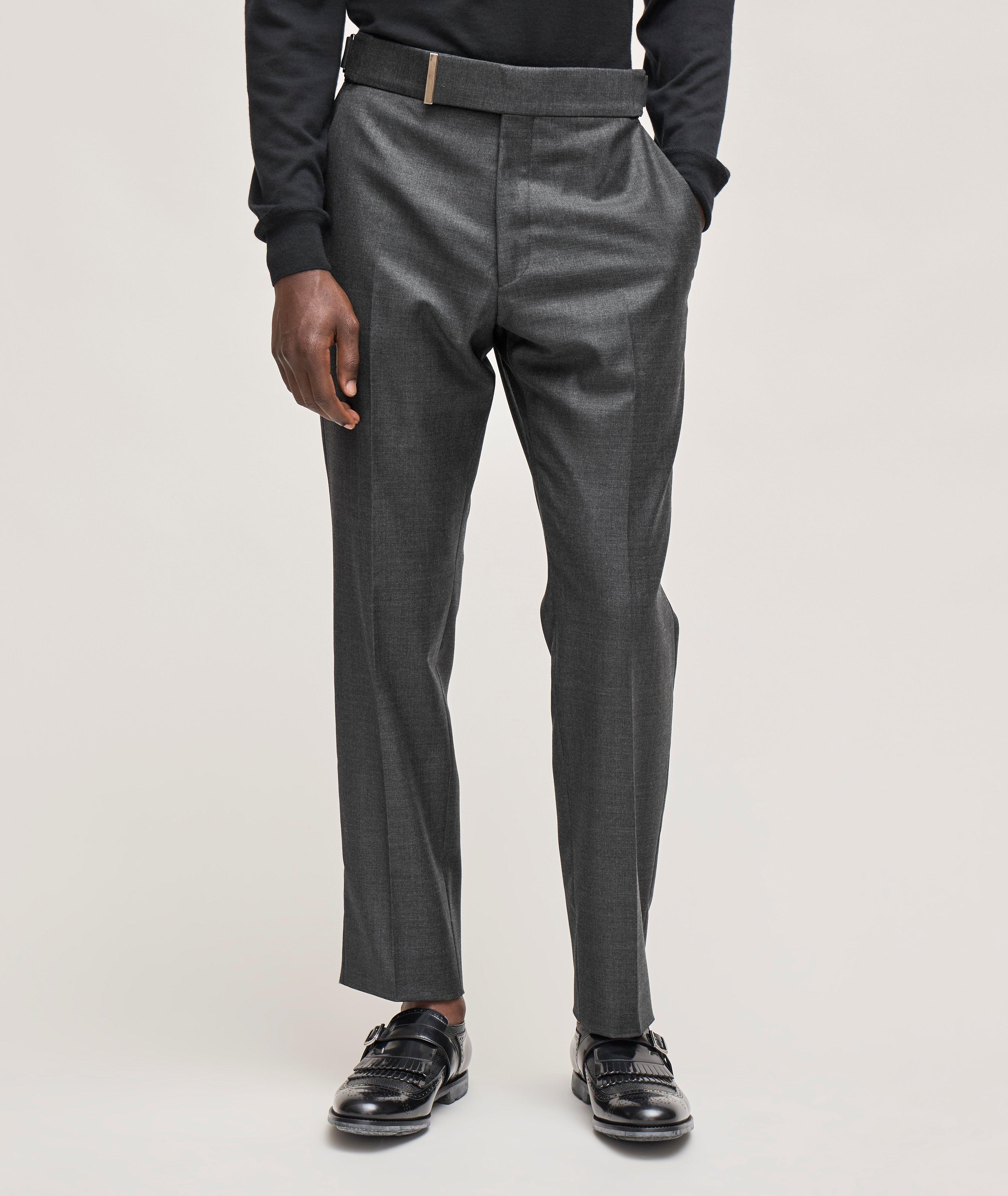 Straight Fit Pleated Wool Pants  image 1