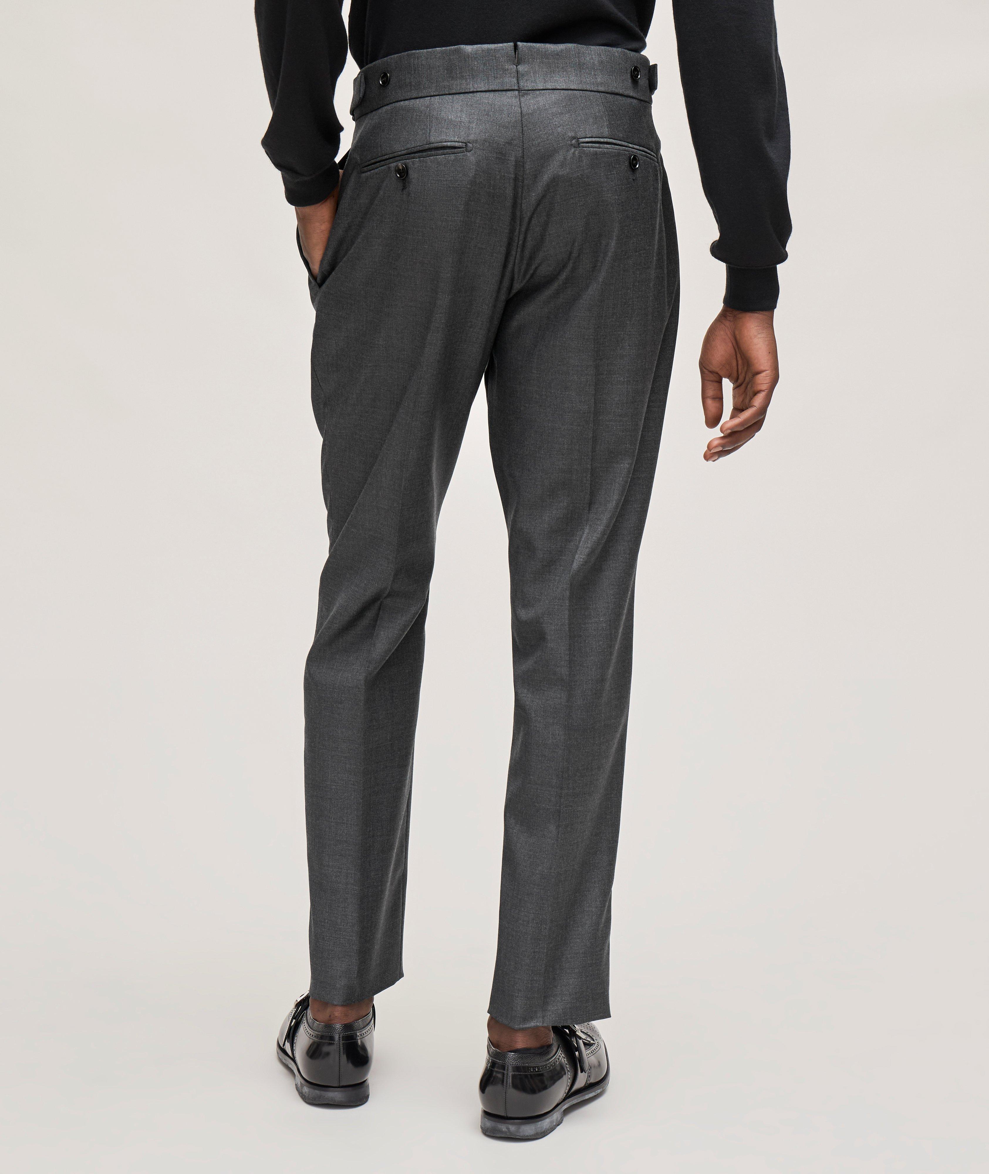 Straight Fit Pleated Wool Pants  image 2