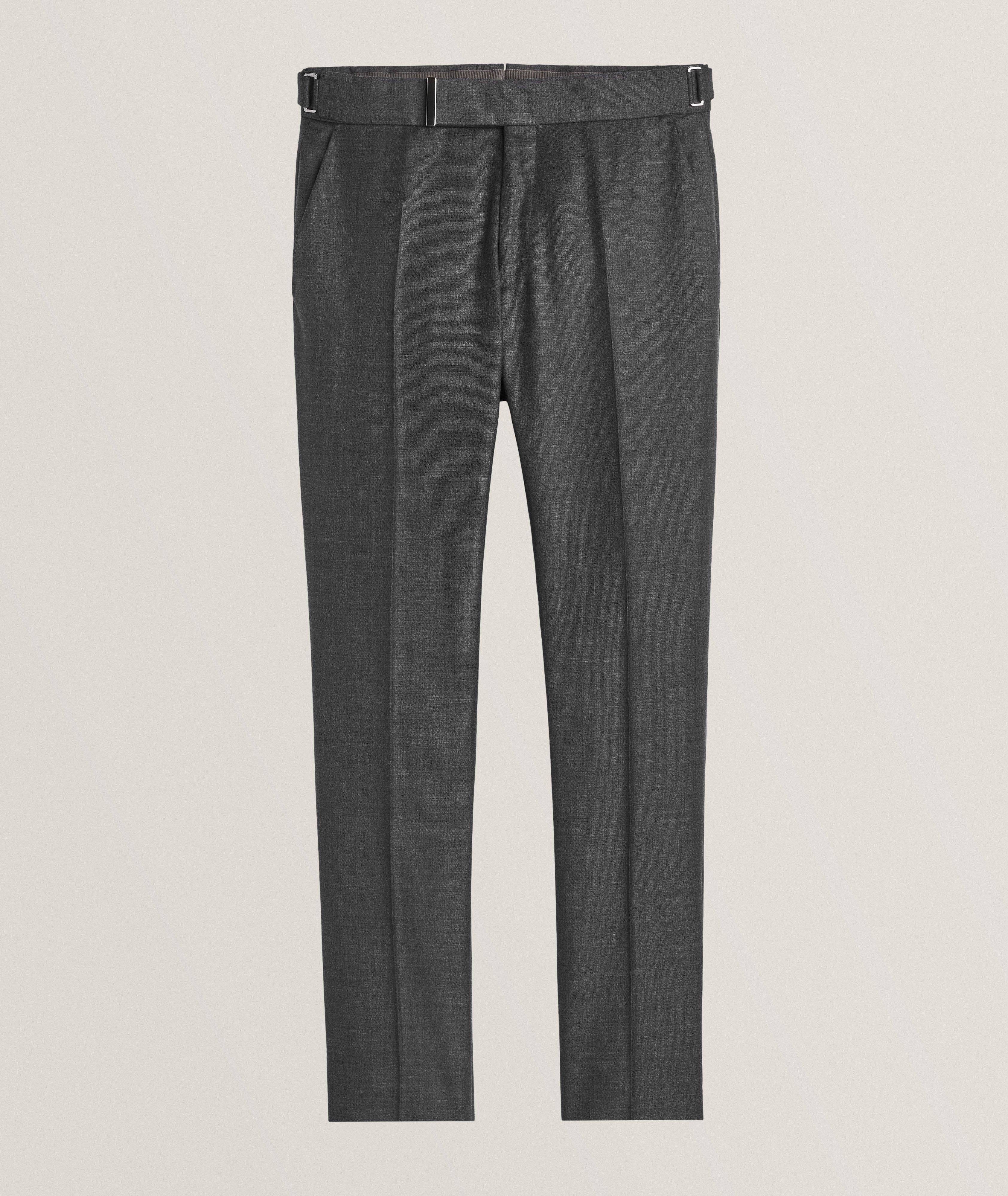 Straight Fit Pleated Wool Pants  image 0