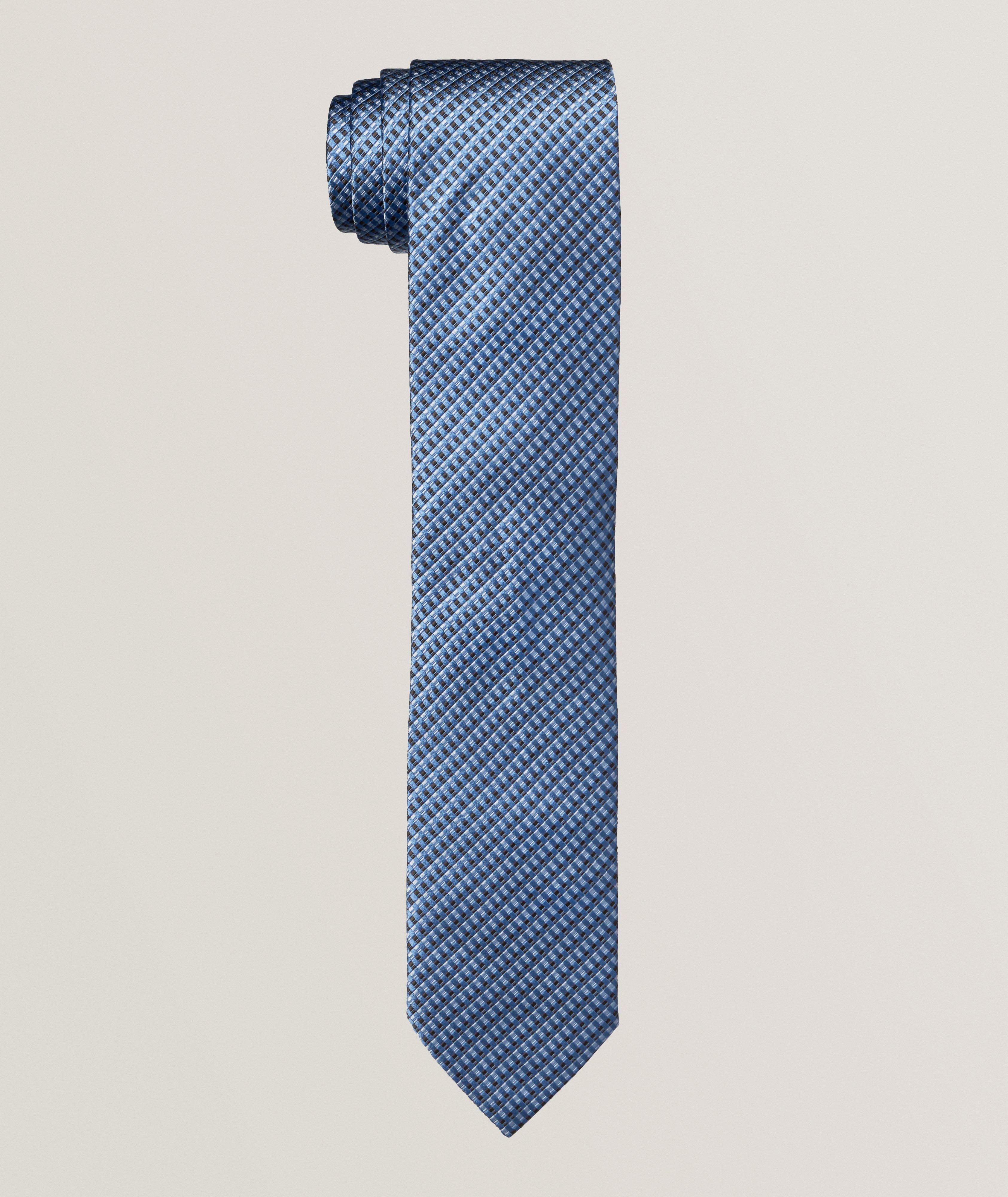 Checked Woven Silk Tie image 0