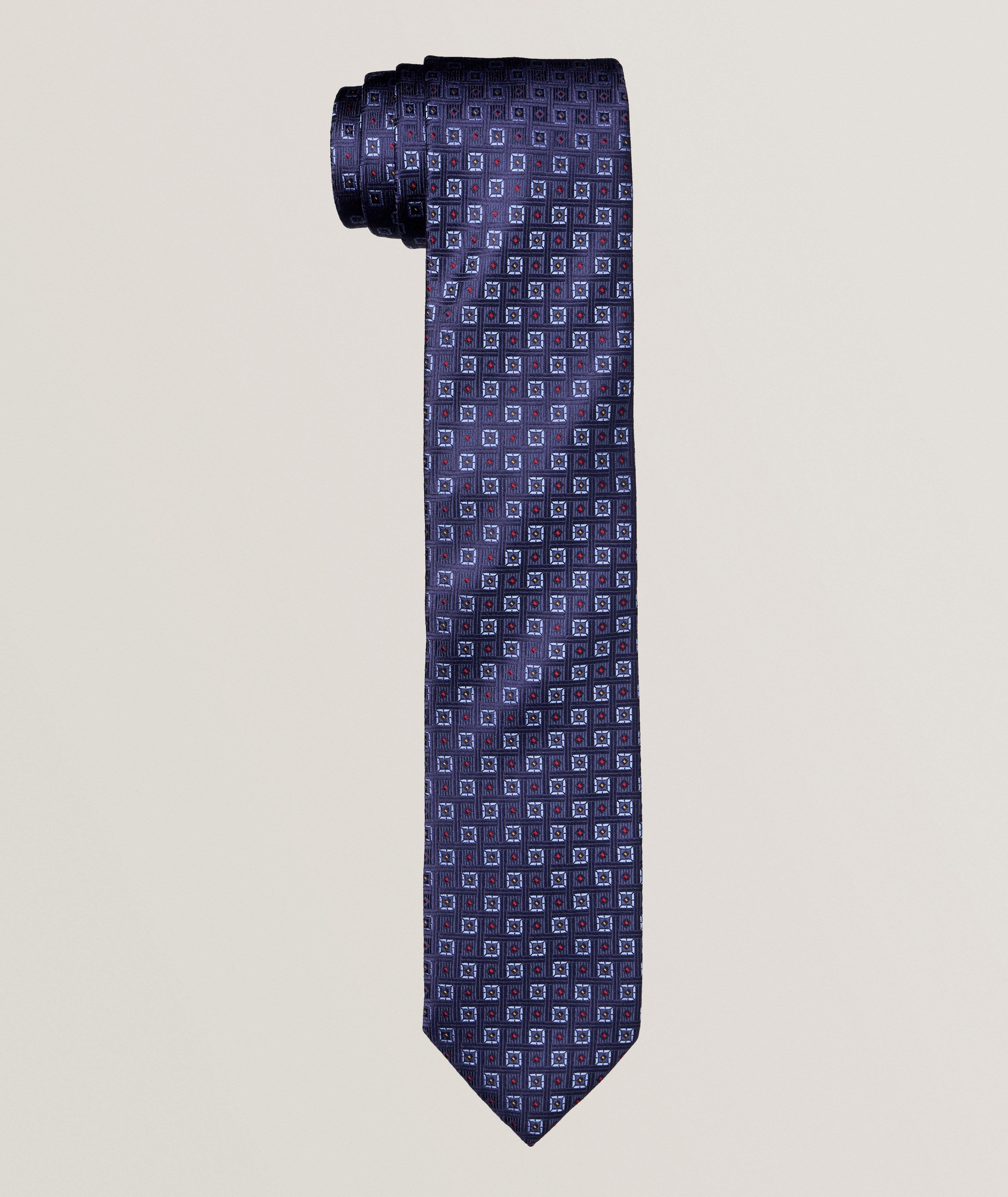 Geometric Woven Silk Tie image 0