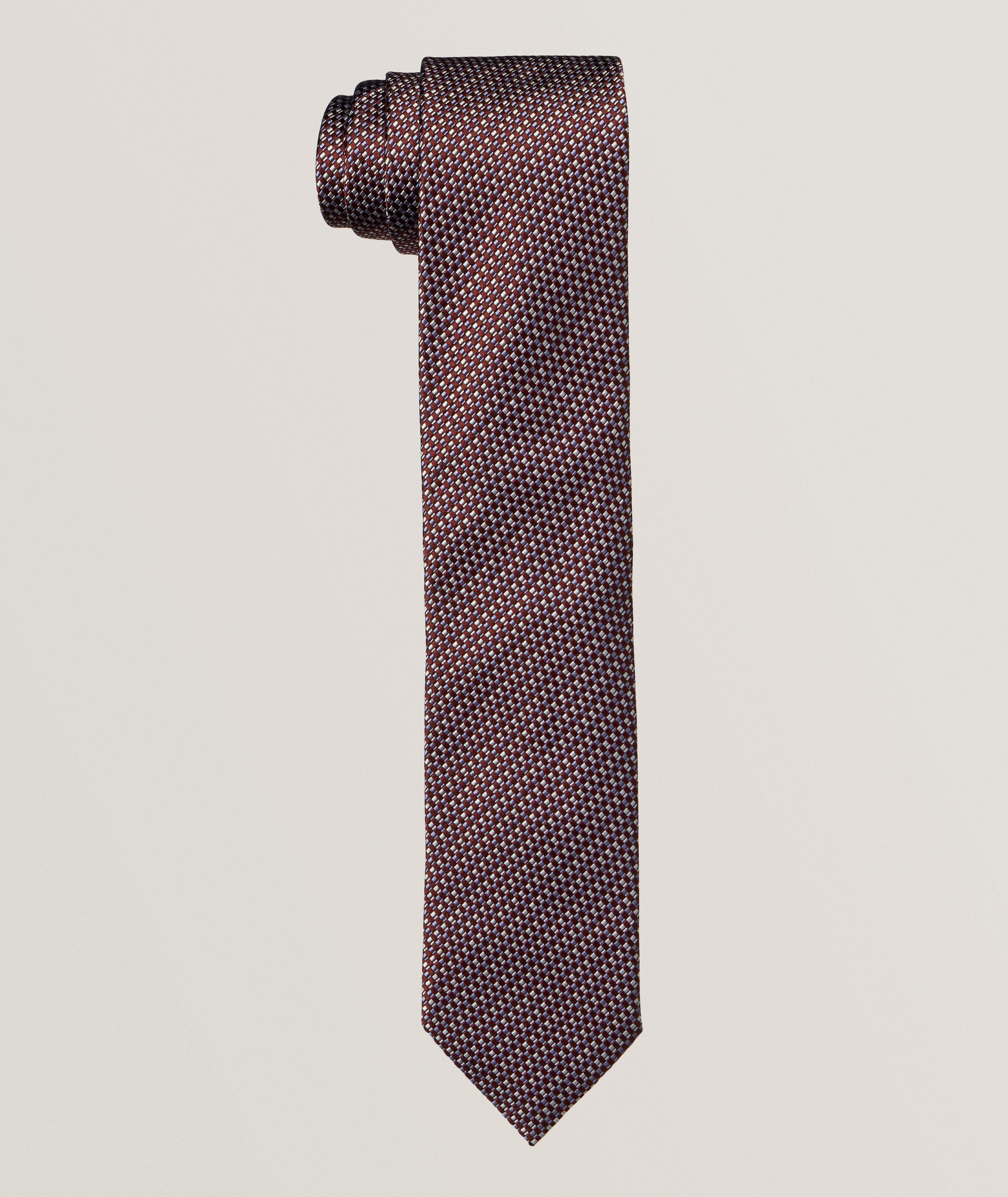 Checked Woven Silk Tie image 0