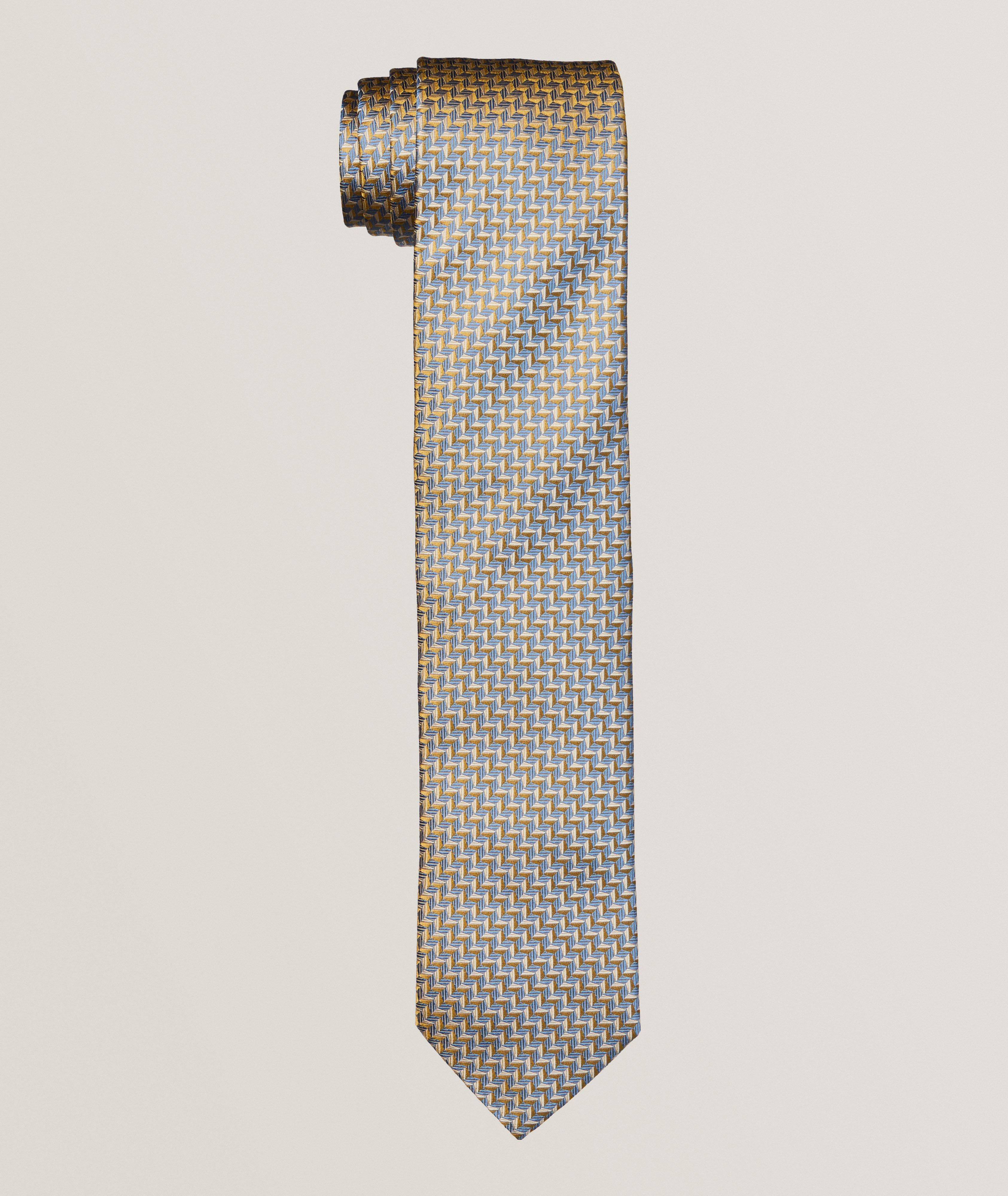 Geometric Woven Silk Tie image 0