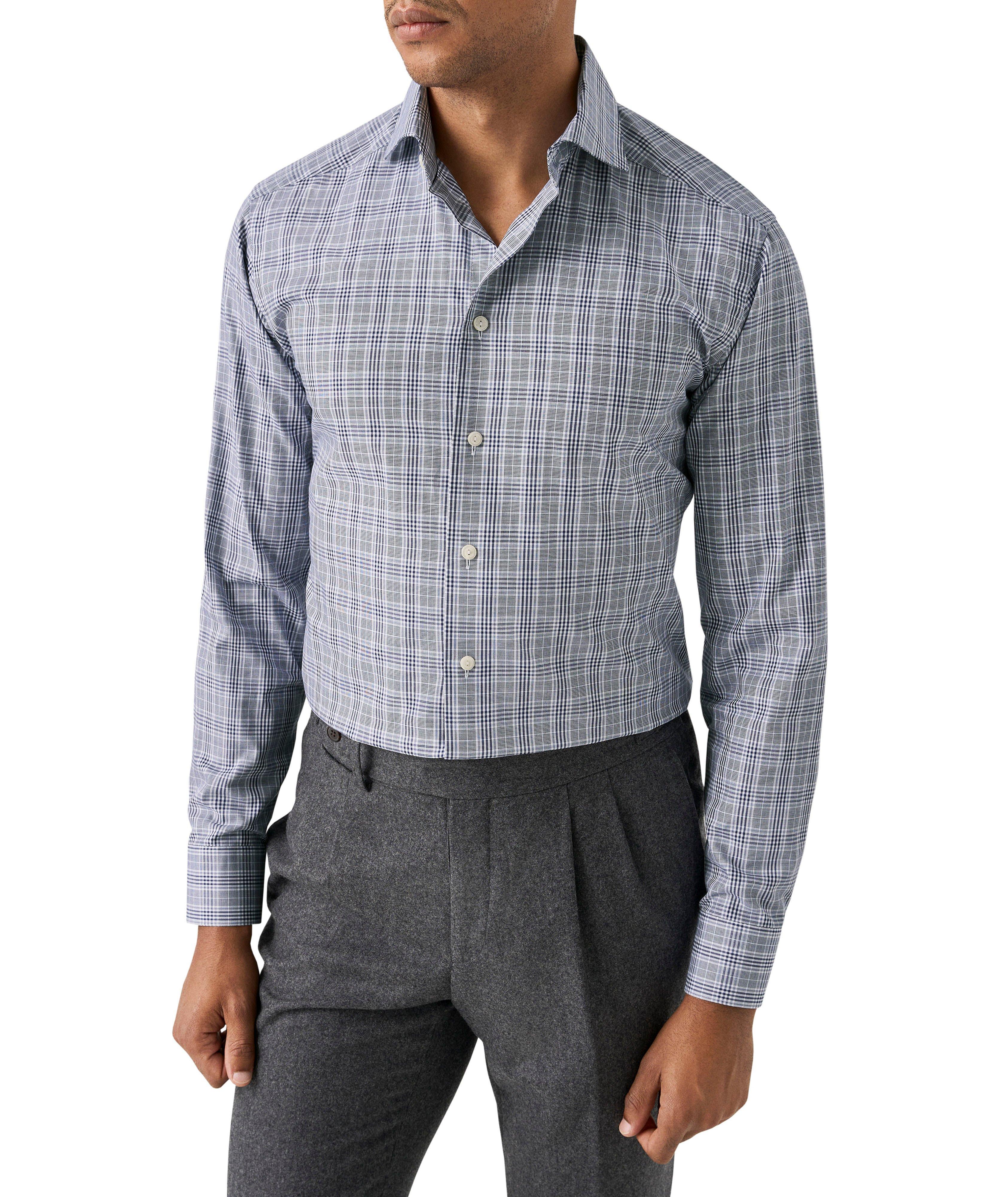 DARK BLUE PRINCE OF WALES CHECK TWILL SHIRT image 1