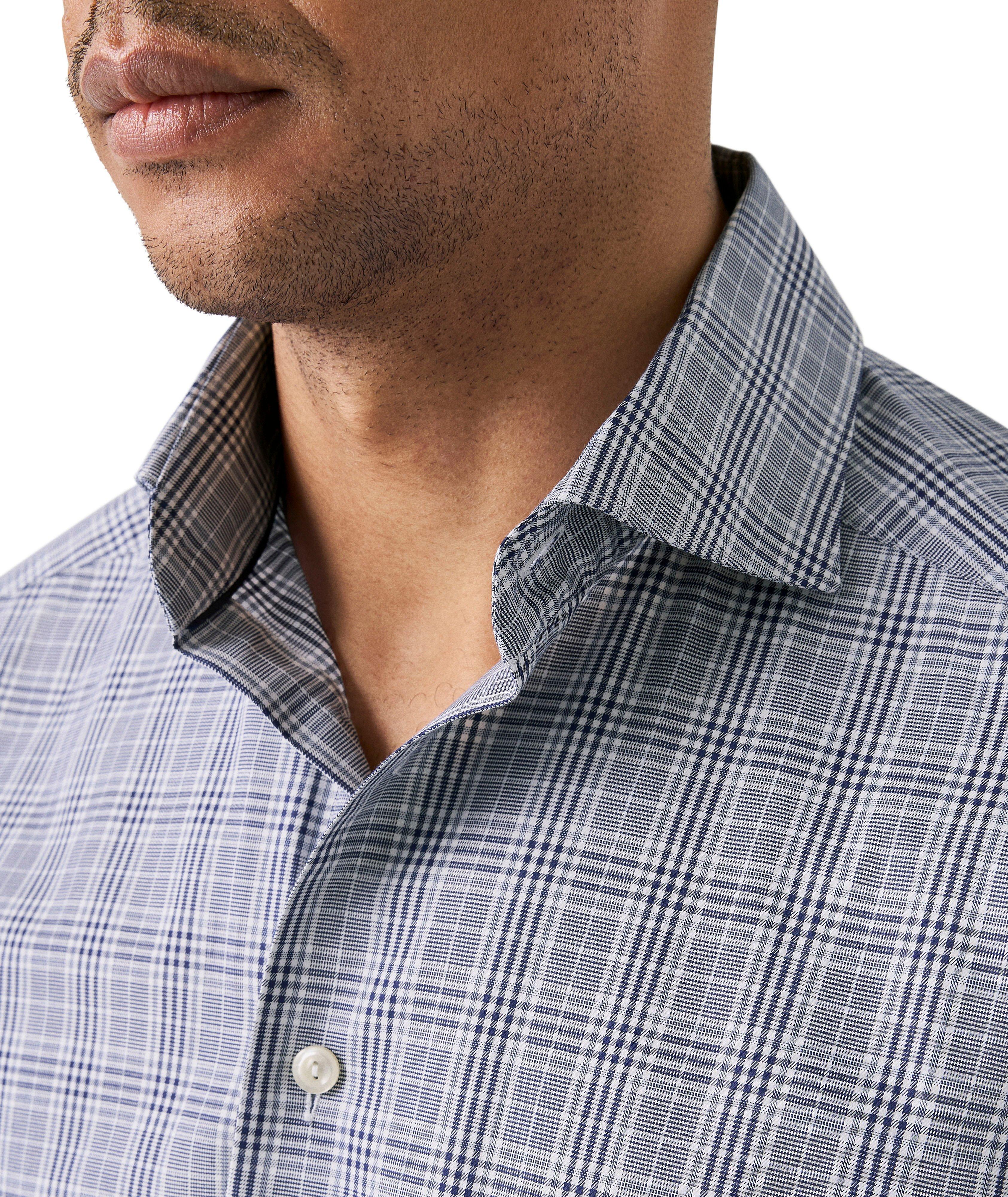 DARK BLUE PRINCE OF WALES CHECK TWILL SHIRT image 4